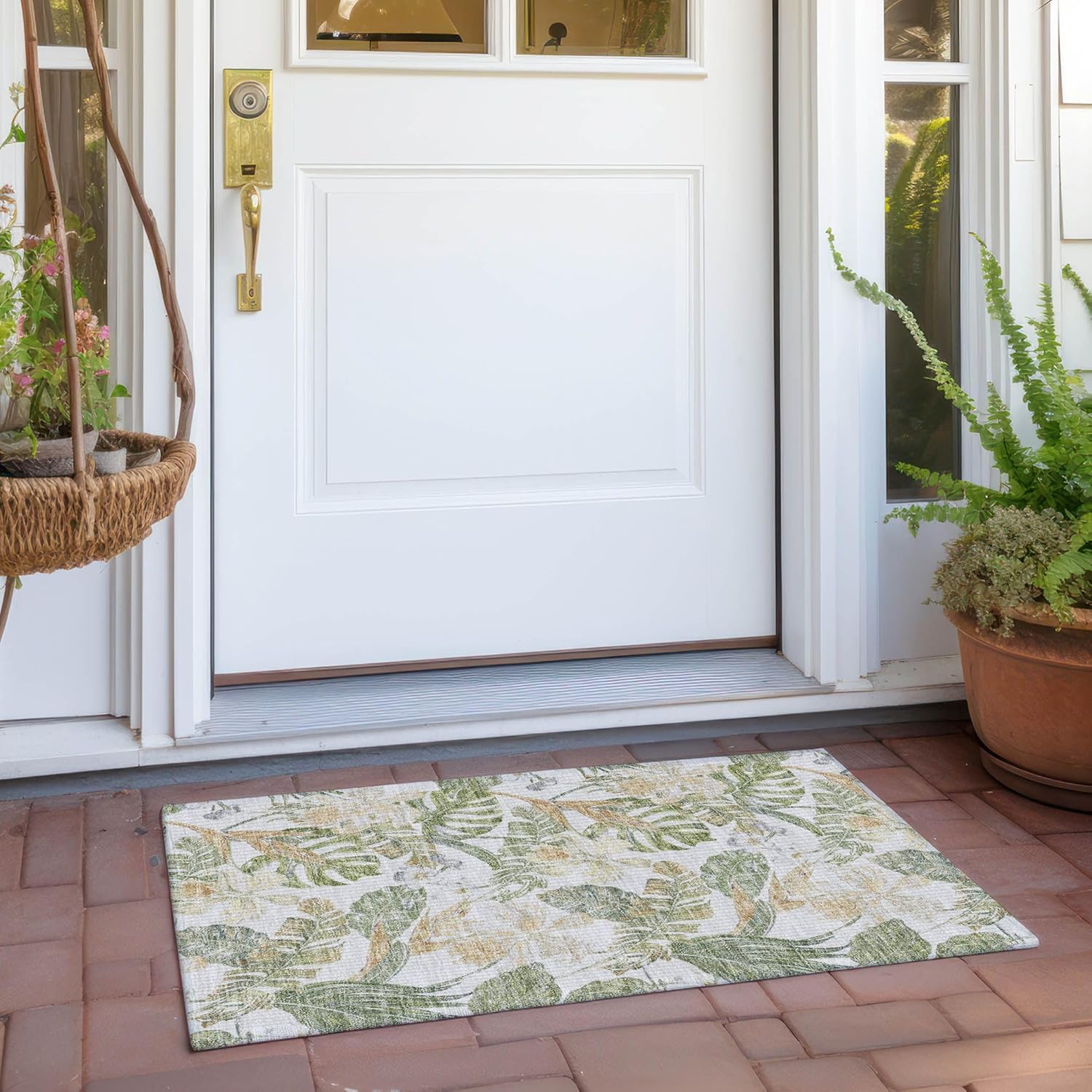 Addison Rugs Chantille ACN1708 Ivory 1'8" x 2'6" Indoor/Outdoor, Machine Washable, Easy Clean, Non Shedding, Bedroom, Living Room, Dining Room, Kitchen, Patio Rug