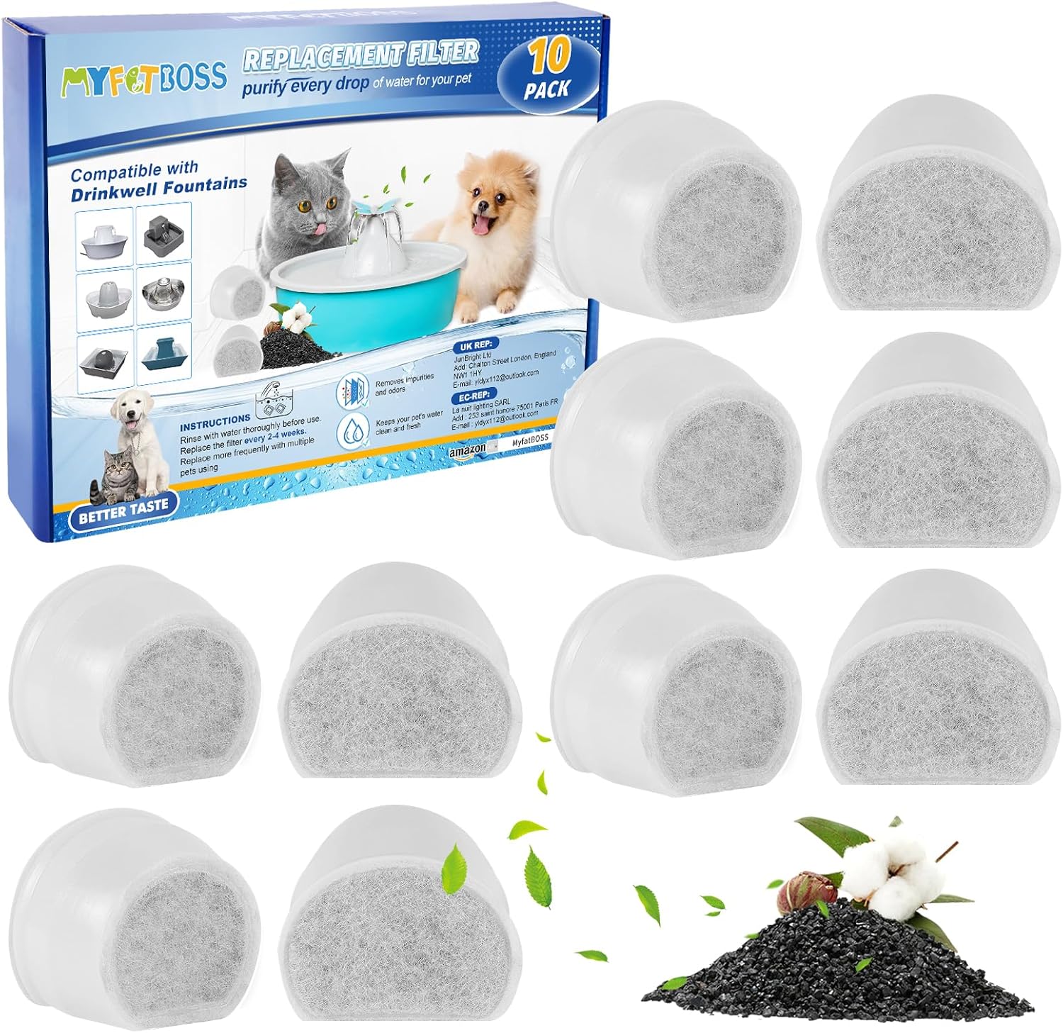 MyfatBOSS Cat Water Fountain Filter, Pet Fountain Filters
