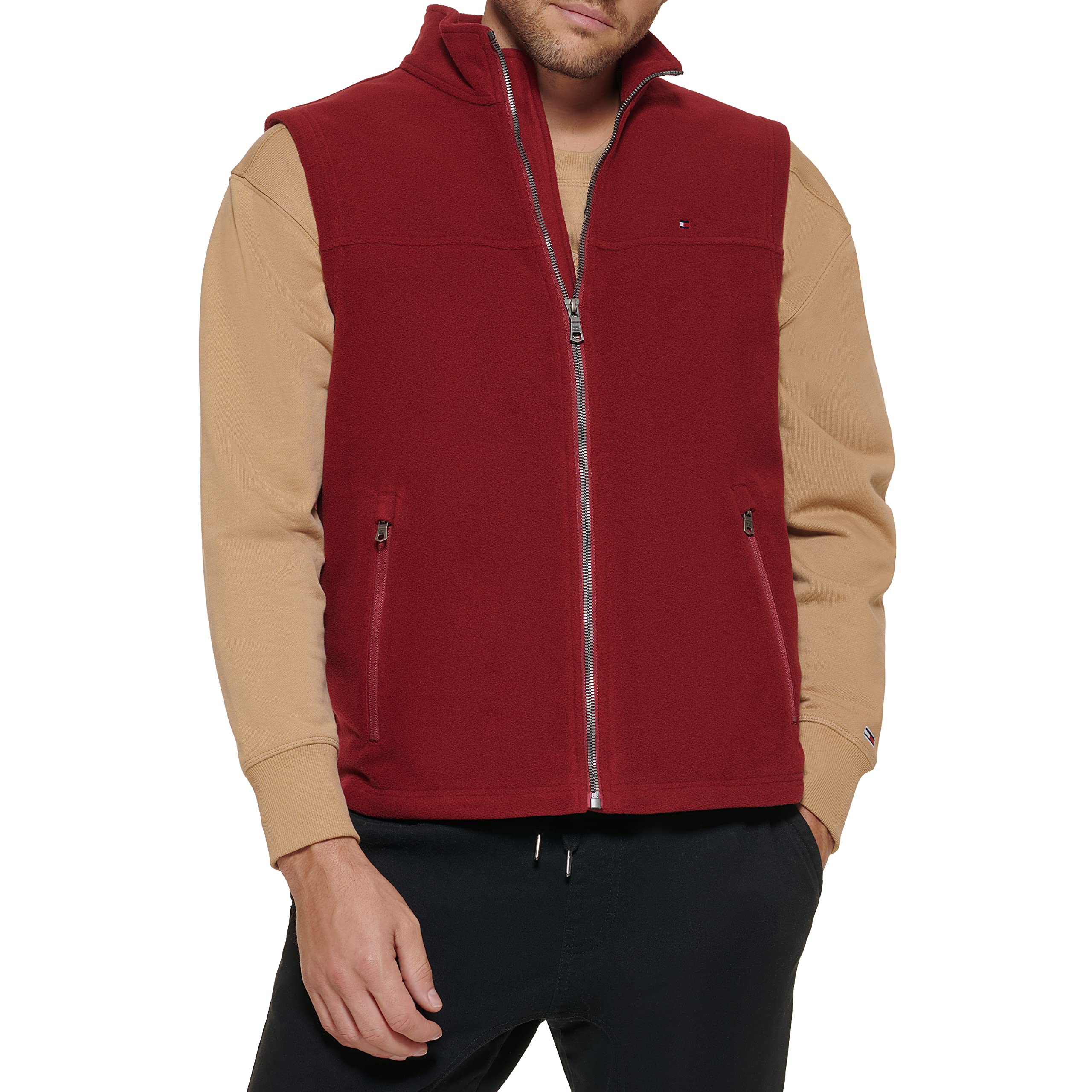 Tommy Hilfiger Men's Polar Fleece Vest, Red, S