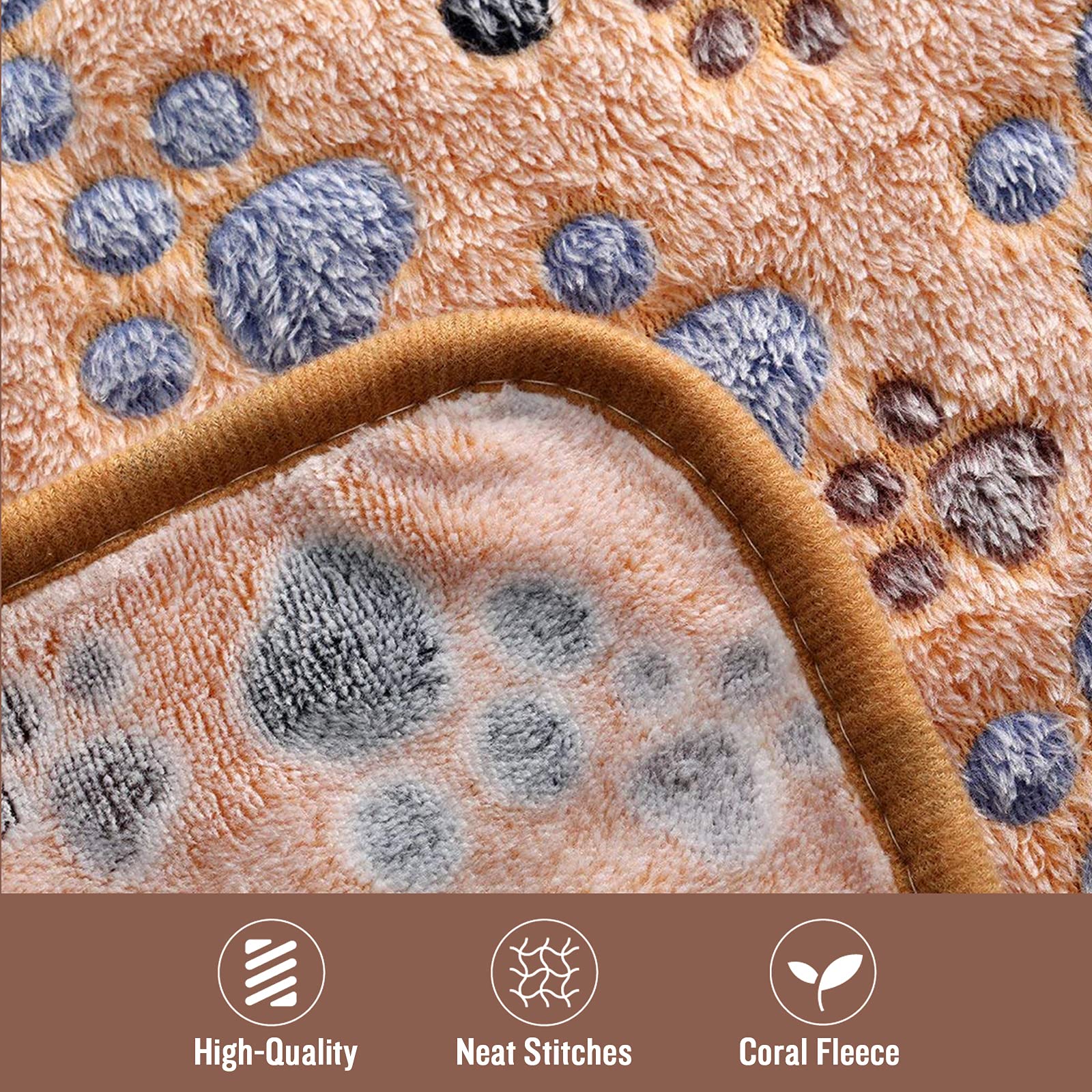 luciphia 3 Pezzi Coperta per Cane/Gatto Lavabile Soffice Durevole, Morbida e Calda Flanella,Zampa,Small (60 * 40cm)