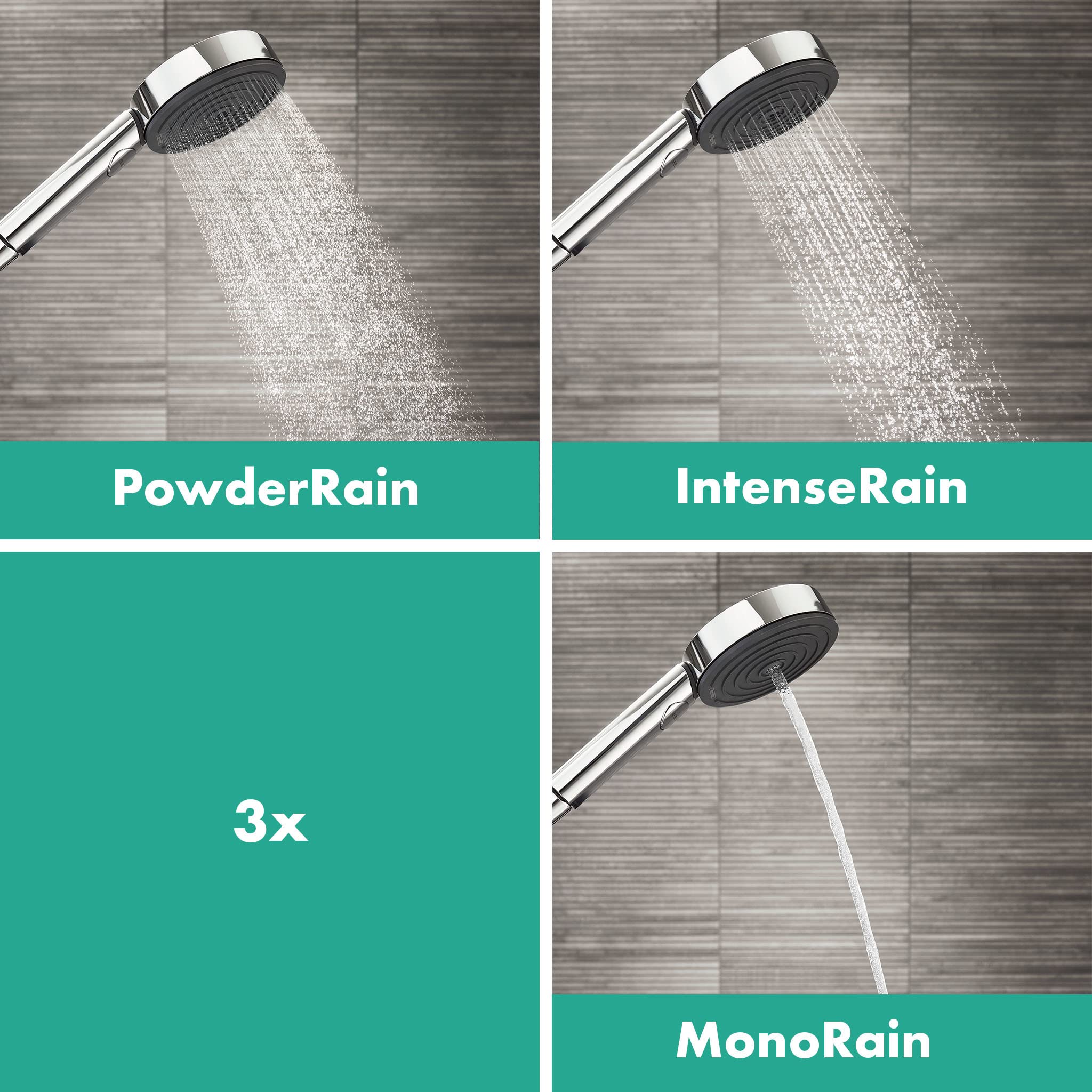hansgrohe Duschset mit wassersparendem Duschkopf Pulsify Select S, Sparduschkopf, 3 Strahlarten + hansgrohe Brauseschlauch Isiflex, Duschschlauch 1,60m, Chrom, Kunststoff