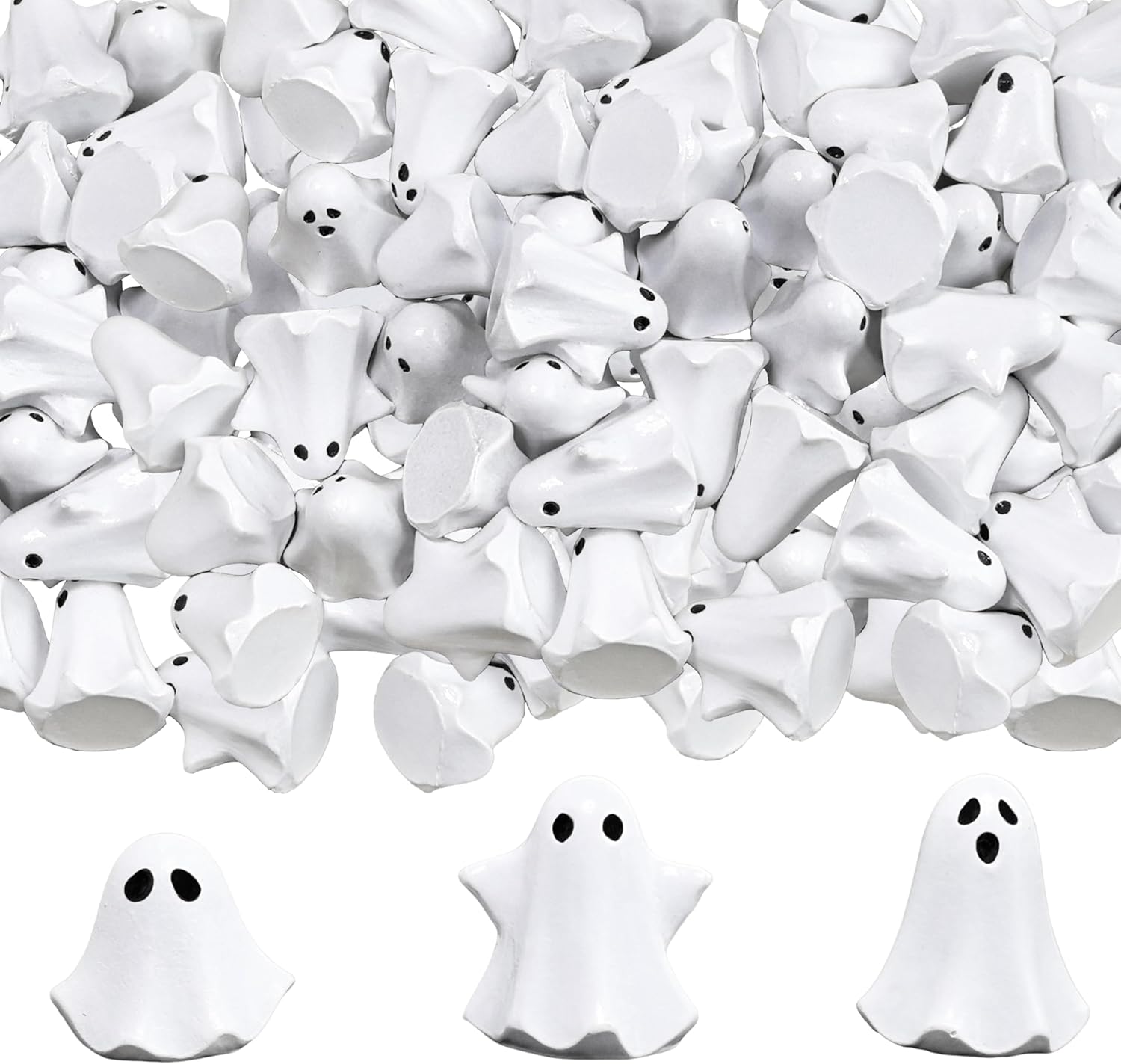 FESTGLOX 50Pcs Mini Resin Ghosts, Tiny Halloween Ghost Figurines Miniatures