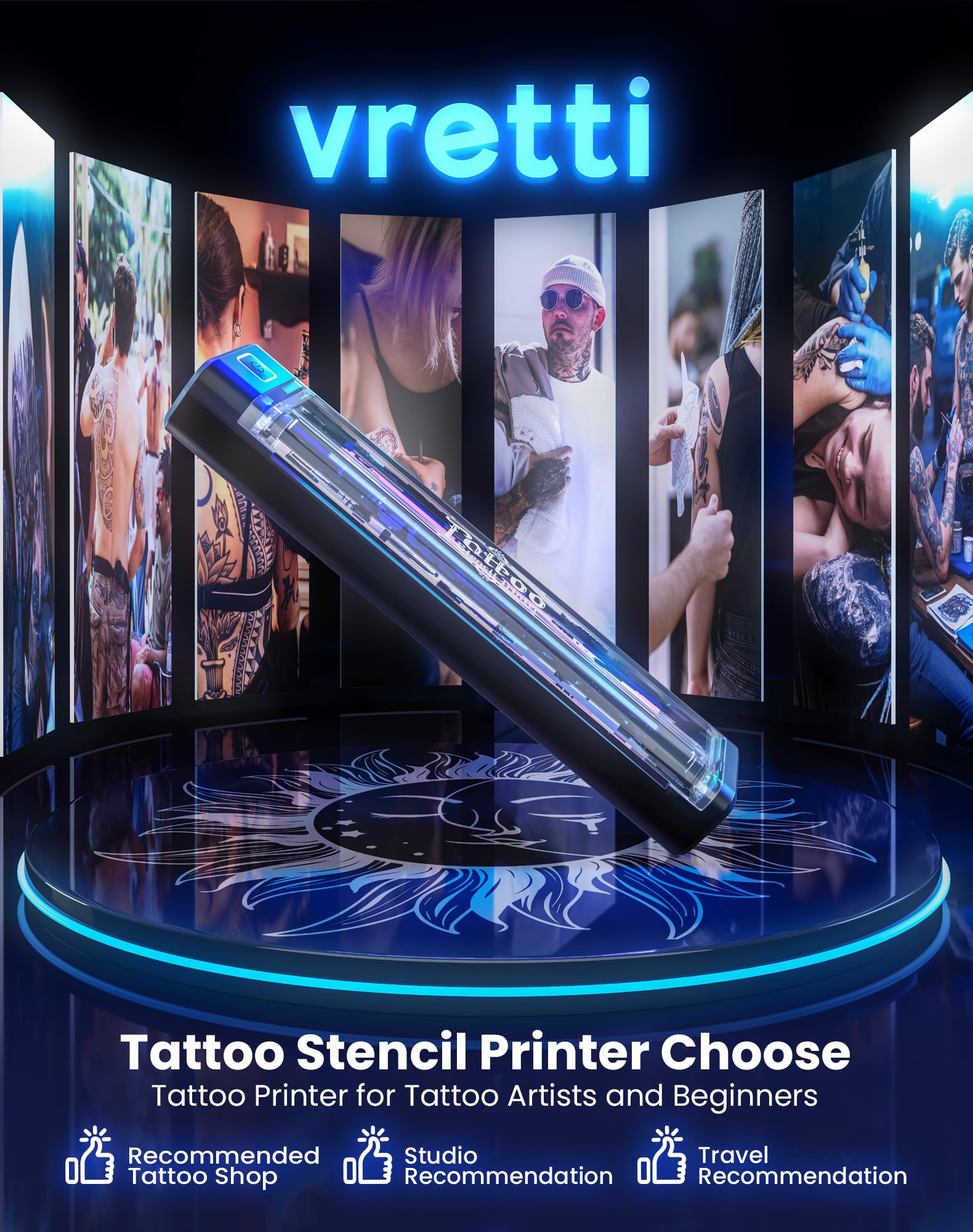 vretti Stampante Per Tatuaggi, Stampante Stencil Tattoo, 5 Pezzi Carta Trasferimento, Compatibile Smartphone PC
