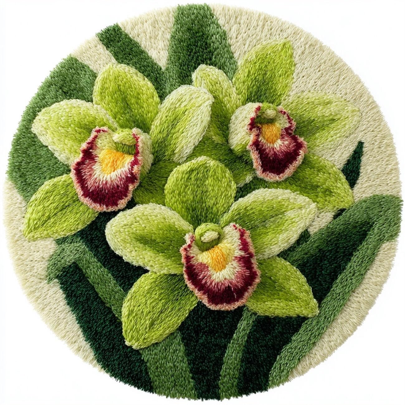 Kitquiver Rug Making Kit for Adults Green Orchid 60x60cm