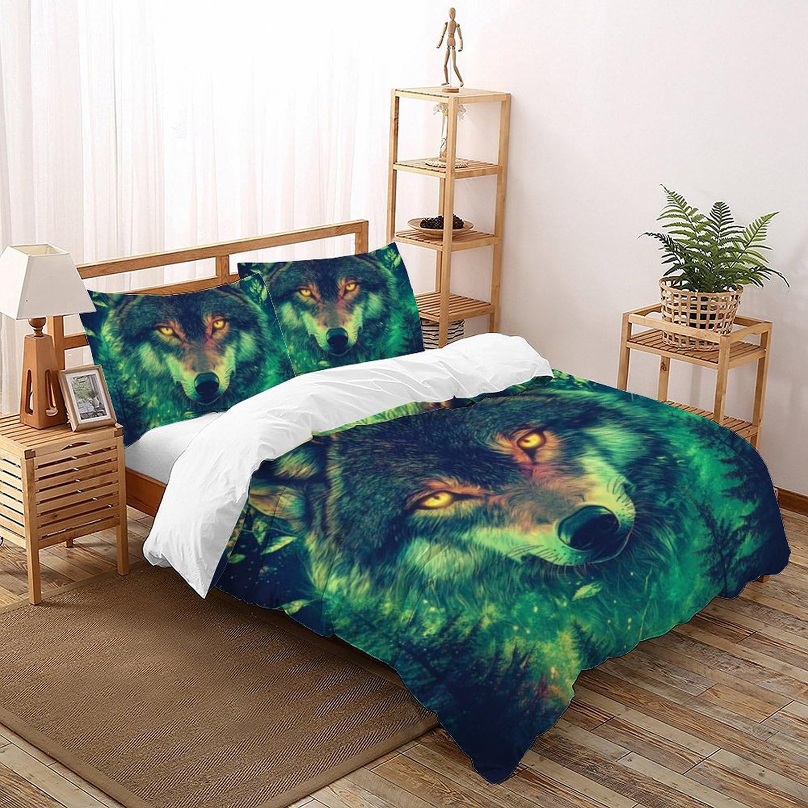 Housse de couette loup grand confort pour literie double ado et adulte