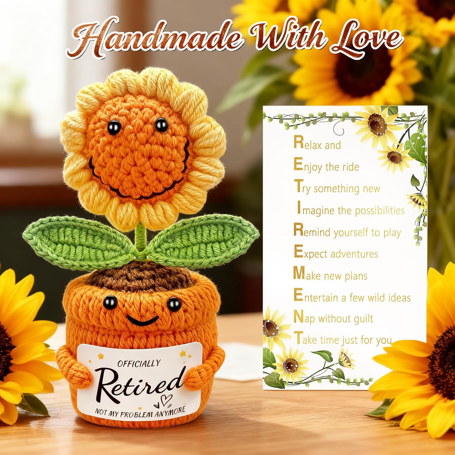 Easter Retirement Gift for Woman, Cool Retirement Gifts Basket for Women Boss Lady Coworker Teacher Nurses Friends Mom Grandma Retirees, Retired Gift with Tumbler Crochet Sunflower - Image 2