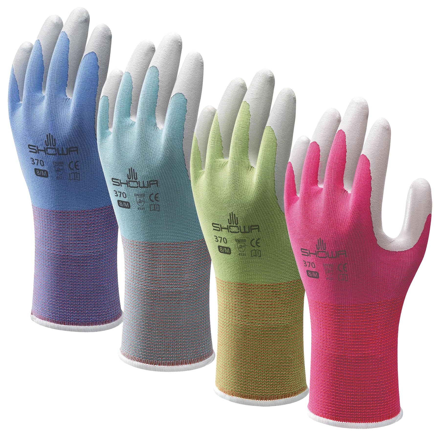 Lot de 4 paires de gants de jardinage Showa Floreo 370 - Avec revêtement en nitrile résistant, S, 1