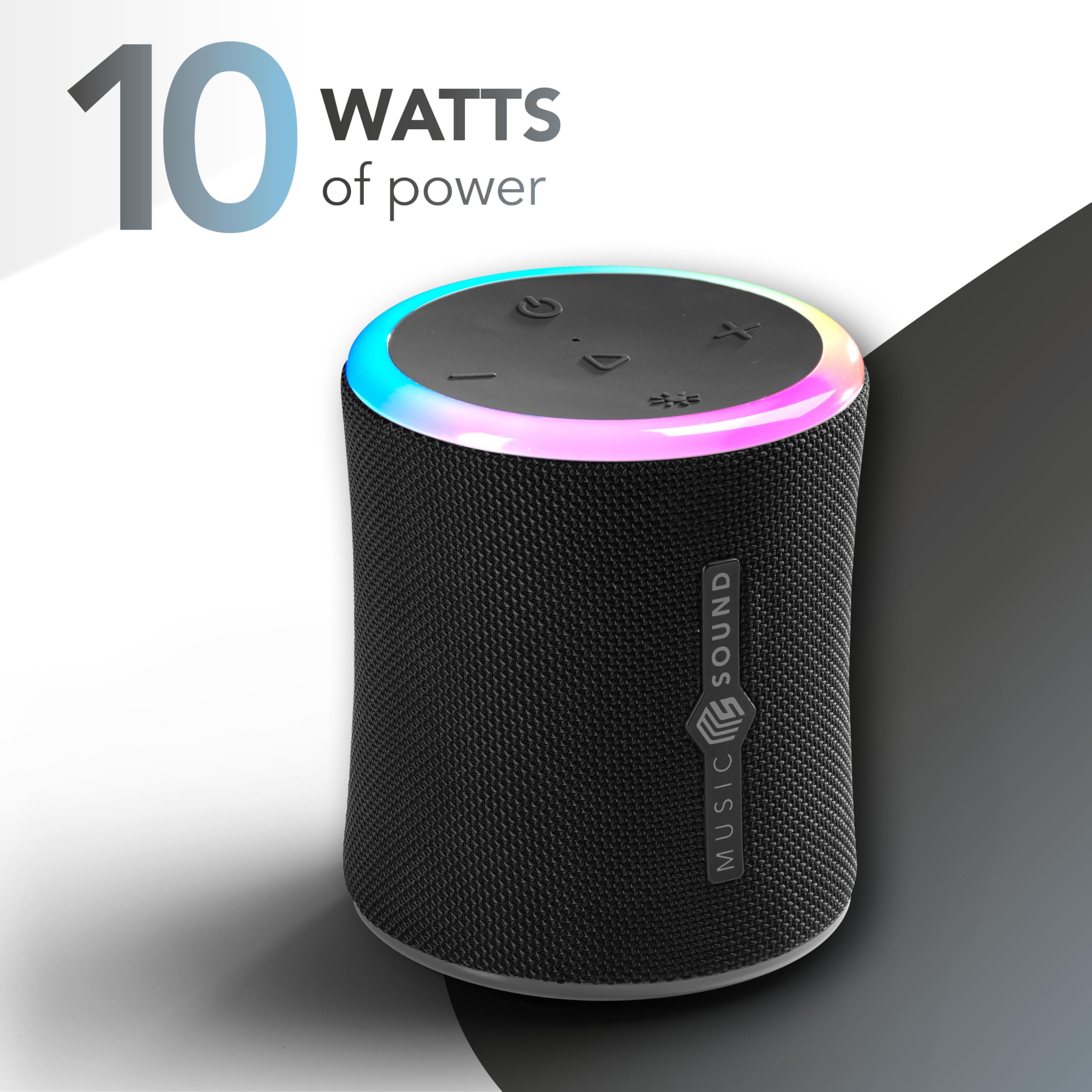 Music Sound Aura 10W - Enceinte Bluetooth Portable - Noir - IPX6 - Lumières RGB