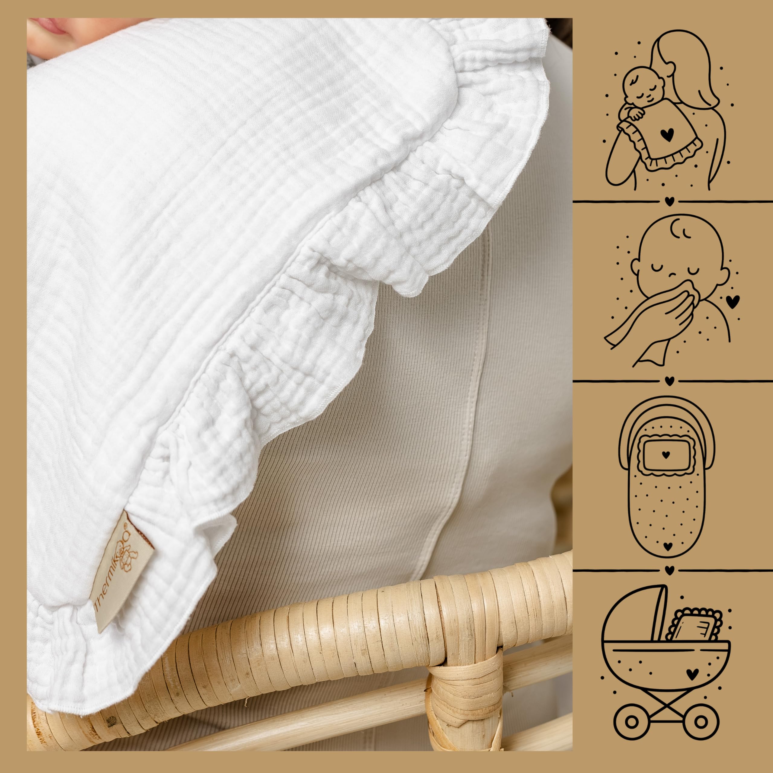 Thermikoa Kit di lenzuola con angoli in mussola e confezione da 2 salvavita per navicella, minicella o mosè - 100% cotone bavula morbido e traspirante - Coprimaterasso regolabile e lavabile per