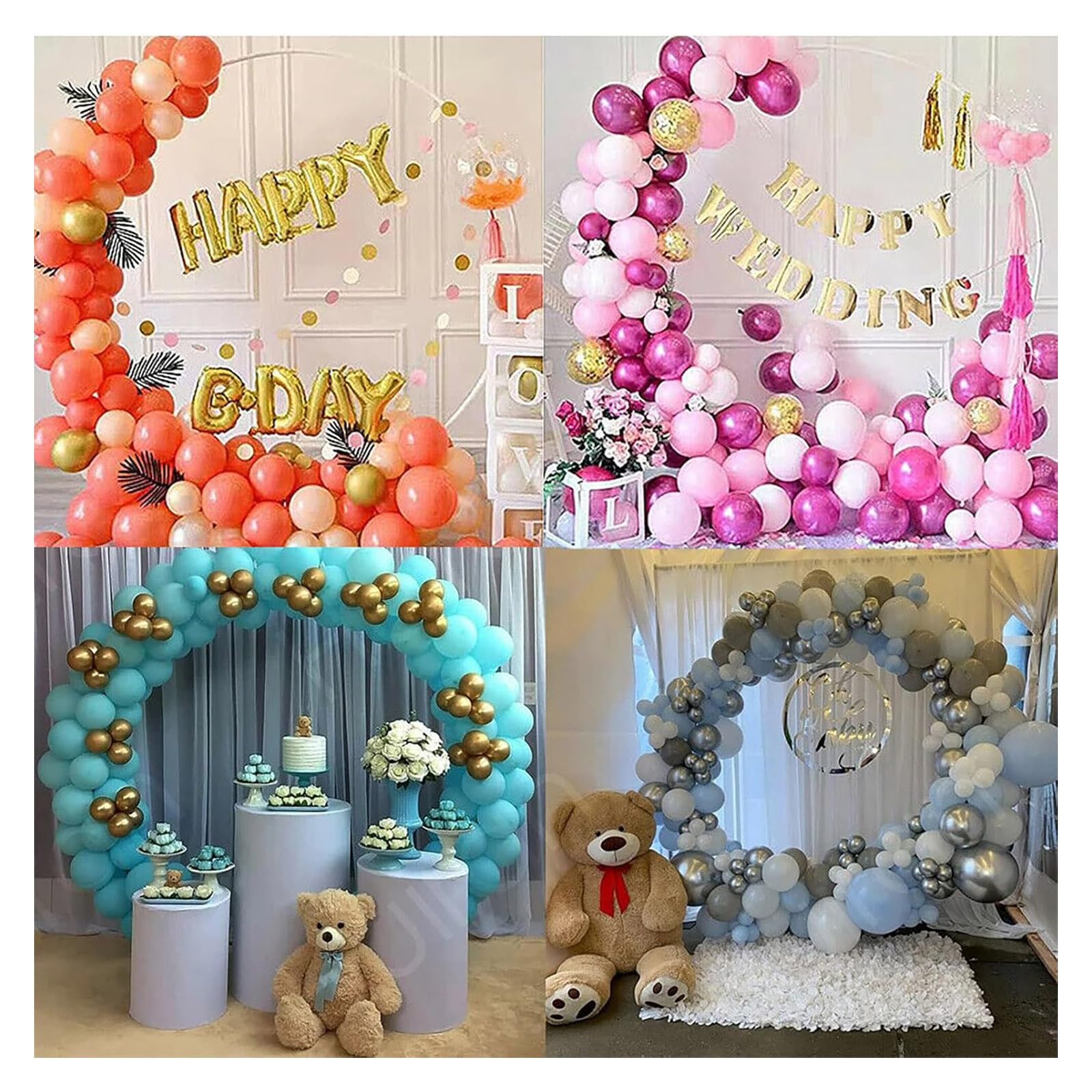 WeddingArch stojak na tło, metalowy stojak na obręcze do balonów, okrągła rama łuk kwiatowy z podstawą, na urodziny, baby shower, dekoracje na przyjęcie absolwentów, łuk ślubny, okrągły stojak na tło,