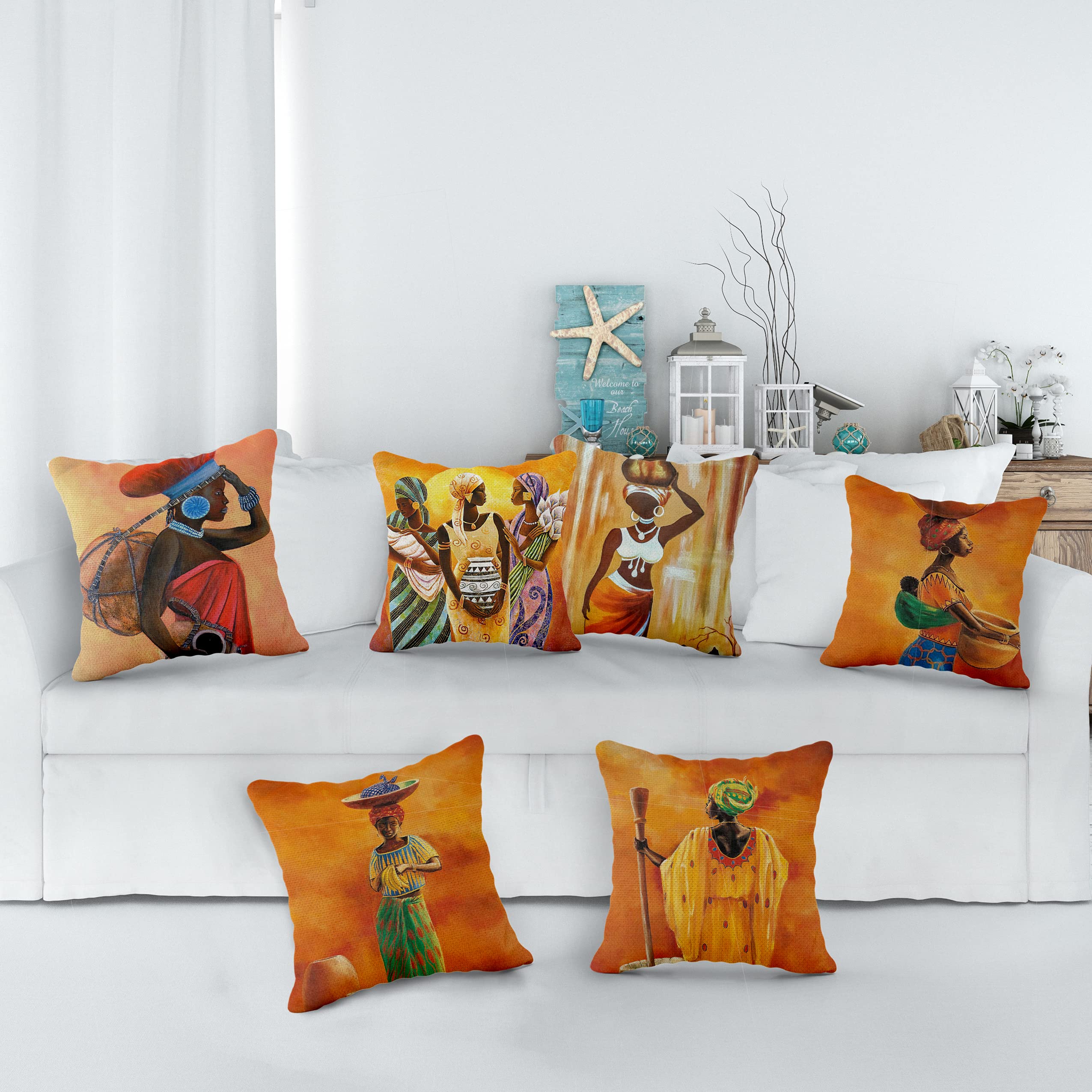 Abstract Dancing African Woman DIY Latch Hook Pillow Kits For