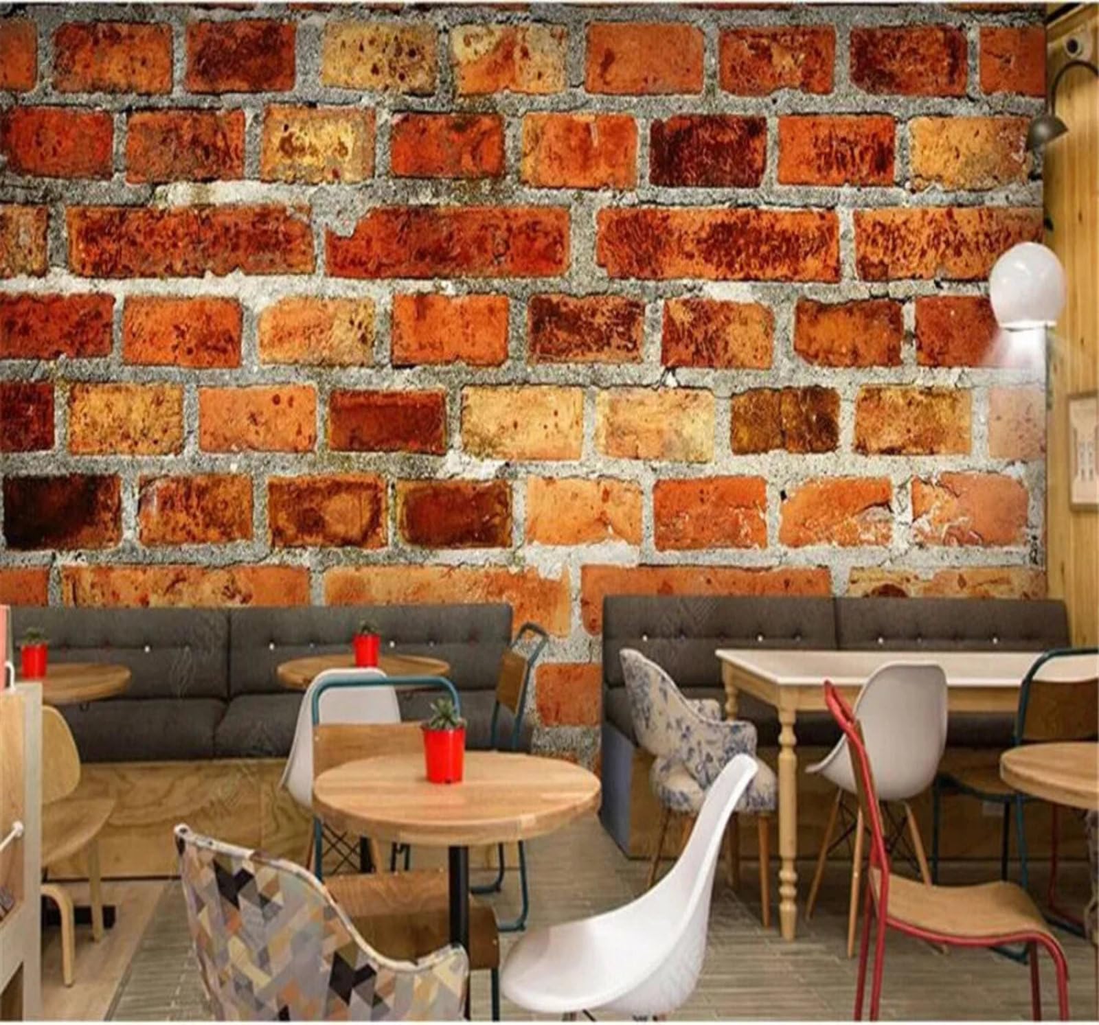 Tzxztt Retro Nostalgic Red Brick Wall Unique Modern 3D Wallpaper Premium Textured Silk Neutral Tones Material Ideal for Living Room Bedroom-350cm×256cm