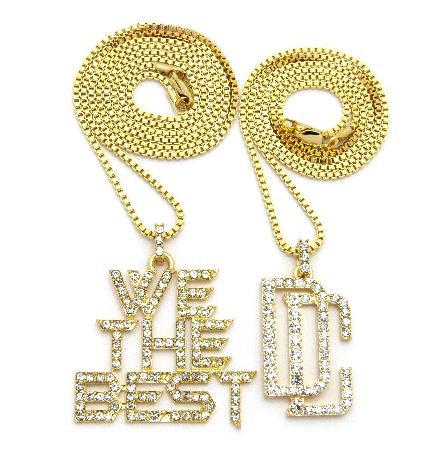 ICED OUT 'DC' & WE THE BEST PENDANT & BOX CHAINS HIP HOP