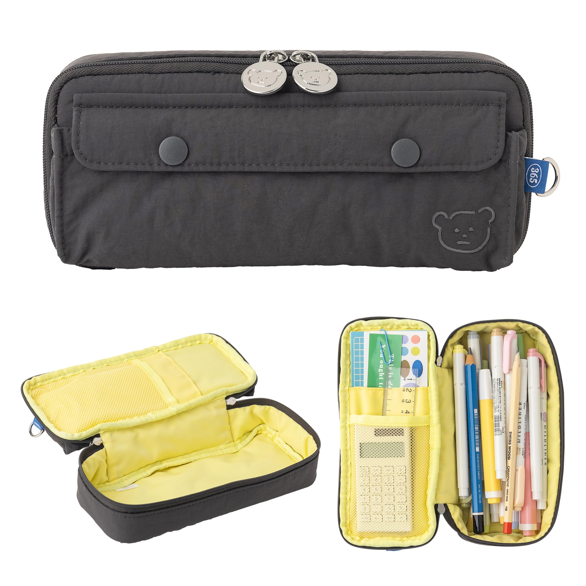 Estuche de bolsillo diario para lápices, estuche para cuadernos, marcadores, lápices y sacapuntas para adolescentes (carbón)