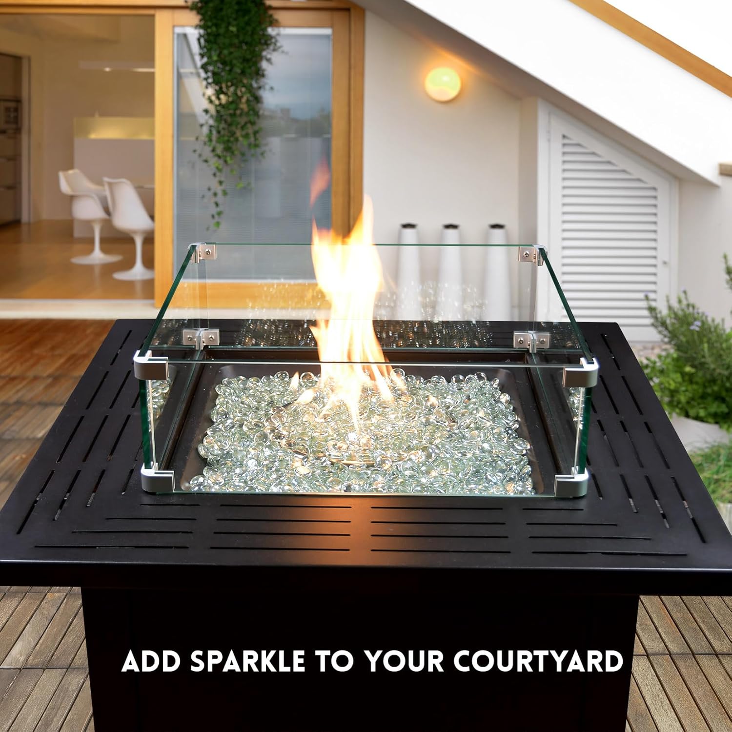 10 Pounds Crystal Clear Fire Glass Beads 3/4 Inch Firepit Gems for Fire Pit Table, Fireplaces, Fire Bowl, Garden Landscaping & DIY Crafts