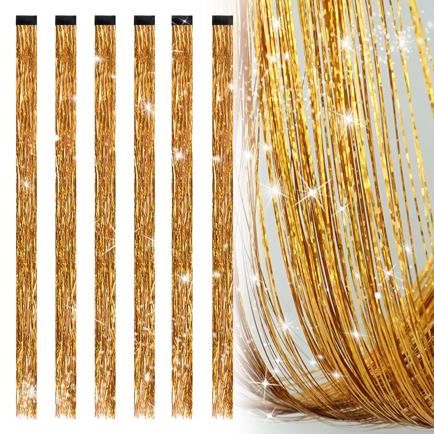 19.7 Inch Clip In Hair Tinsel Fairy Hair Tinsel Kit Clips Clip On Glitter Hair Tinsel Extensions Purple