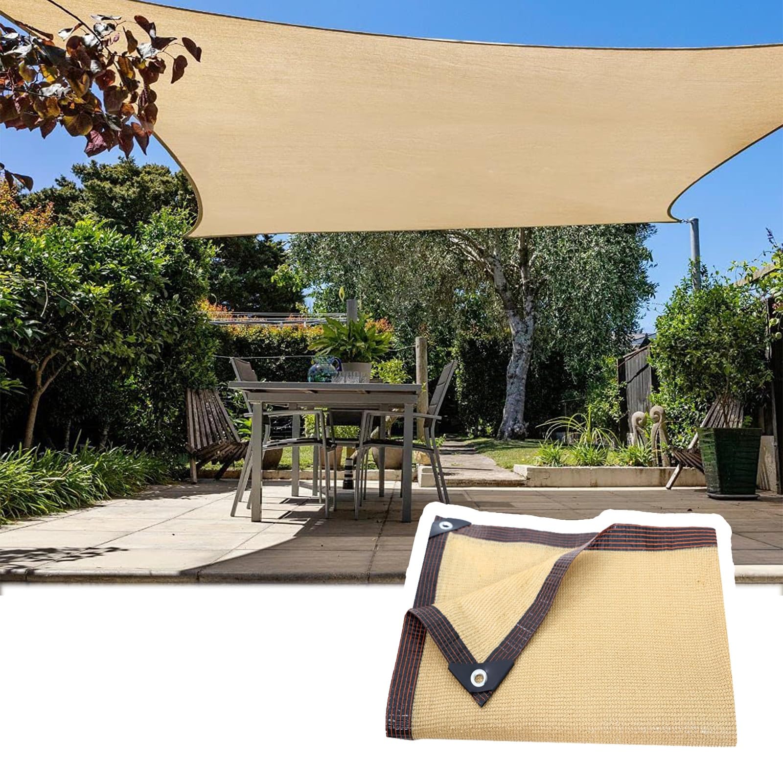 MOCHAMIK Sonnensegel mit 90% UV-Schutz, 6 x 8 m – atmungsaktives Außendach für Garten, Terrasse, Balkon und Gewächshaus – Sonnenschutz-Markise für Camping und Freizeit