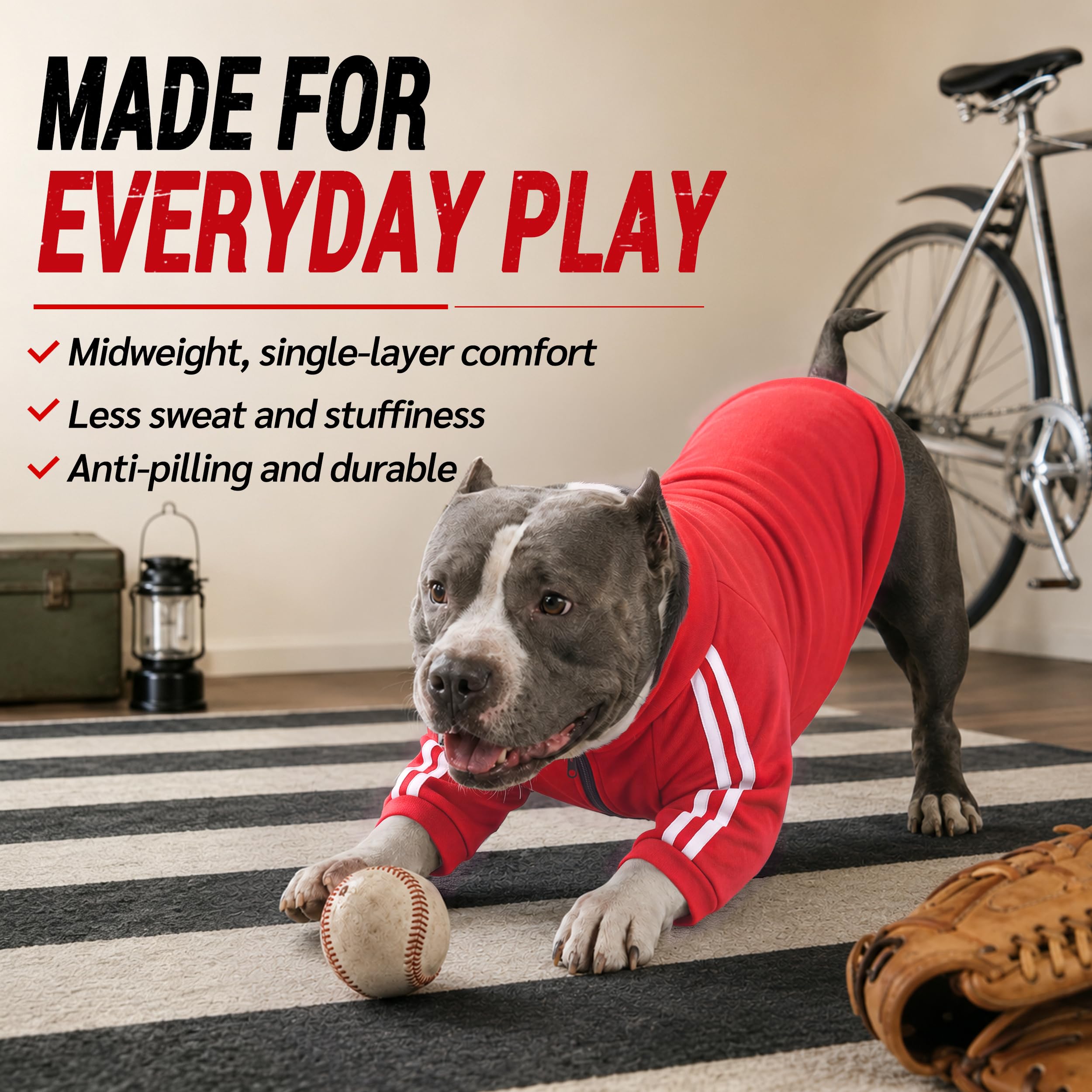 PUMYPOREITY Felpa con cappuccio per cani morbida e calda maglione invernale, rosso, XL