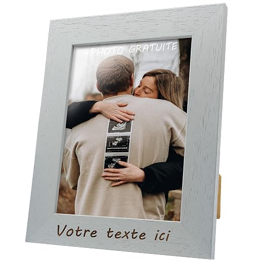Cadre photo personnalisable, en bois de pin, 15 x 20 cm, blanc