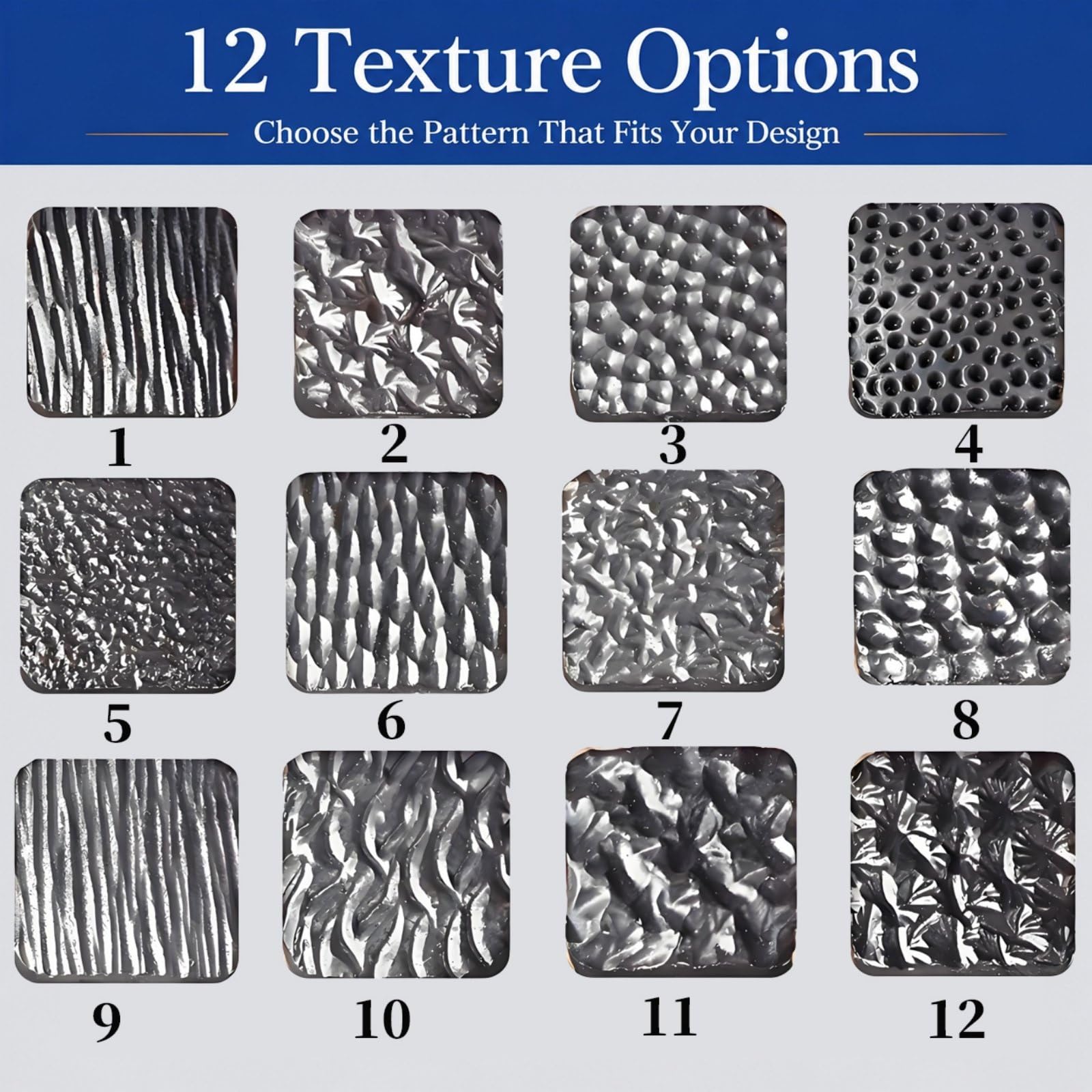 Kit for hacer joyas, martillo texturizador y bruñidor de ágata for pulir oro y plata, 12 opciones de patrones, herramienta artesanal for reparación(5)