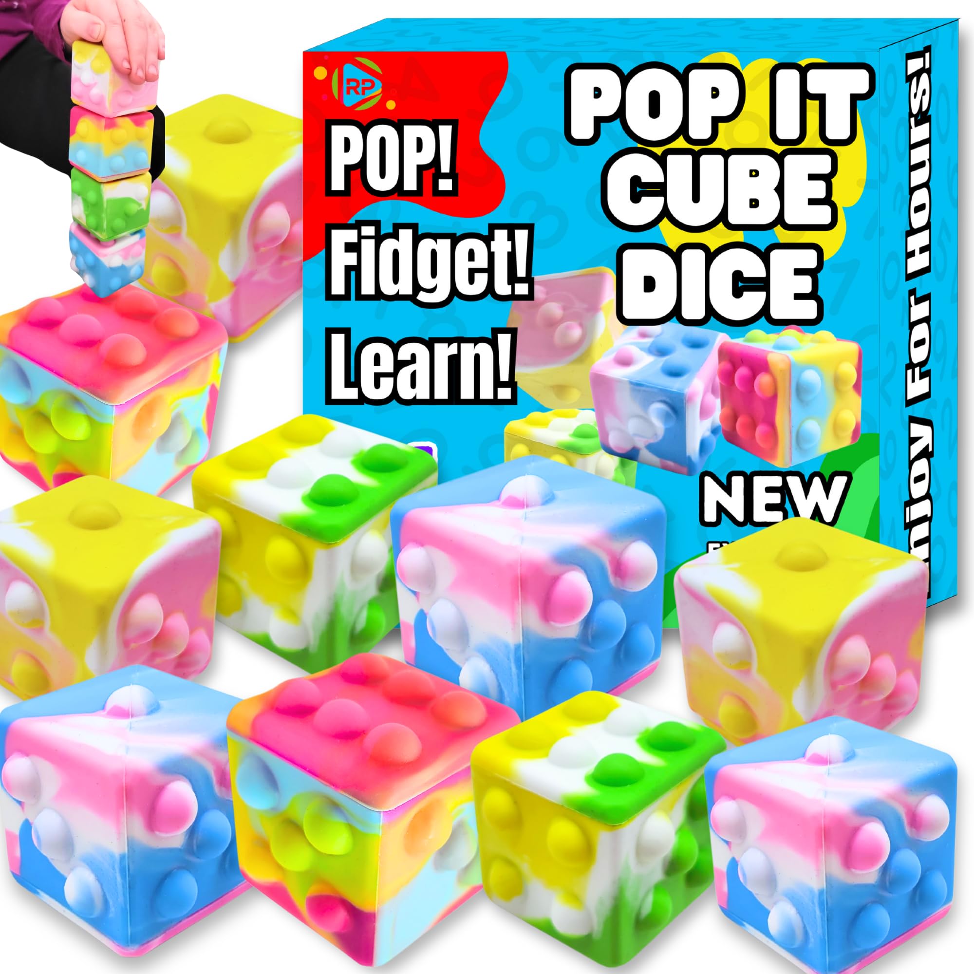 Pop Its Bulk 10 Pack Fidget Cubes - Kids Party Favors & Fidget Toys Bulk For Kids - Birthday Favors For Kids & Party Favors For Kids 3-5 - Prizes For Kids - Pop It Fidget Toys - Gifts for Boys & Girls