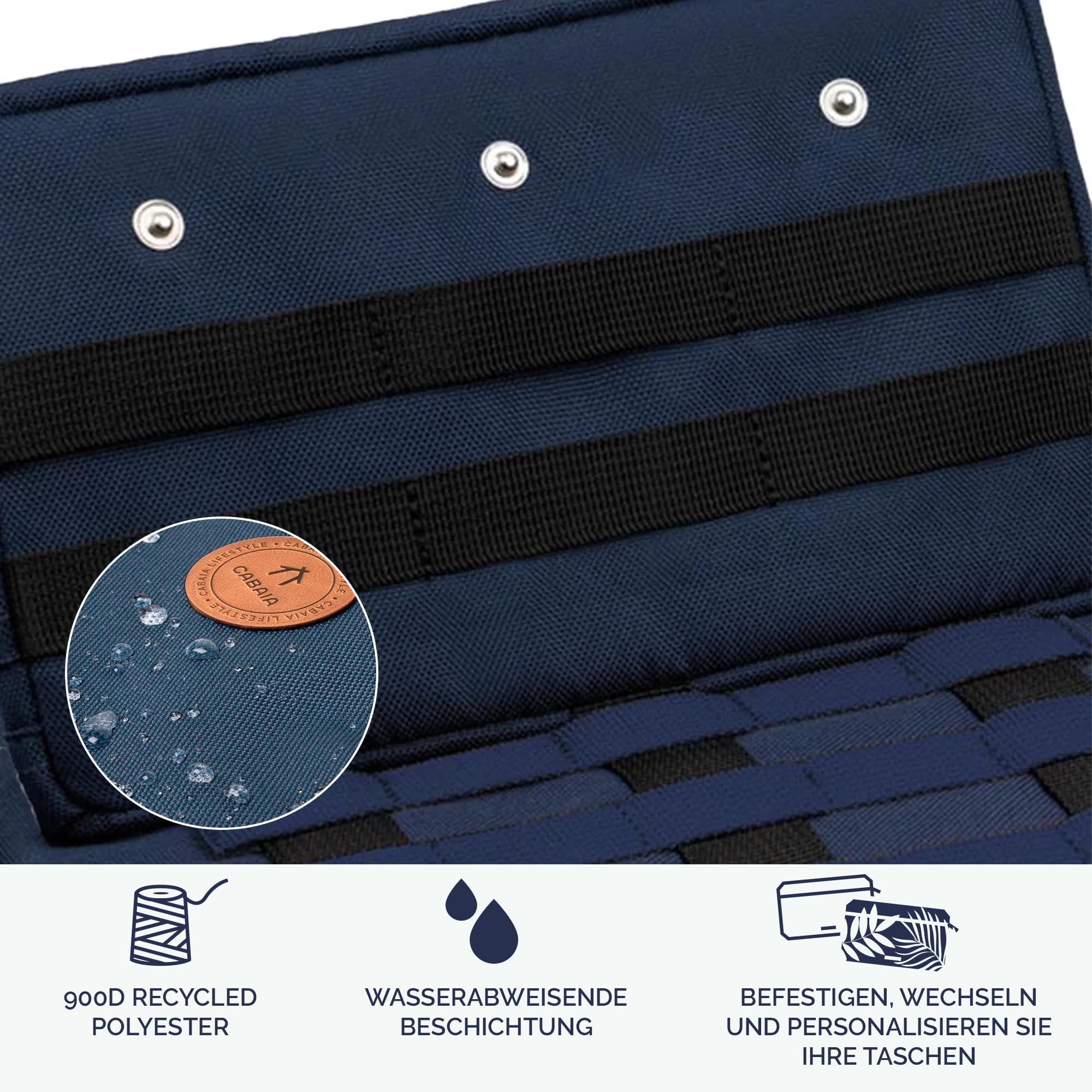 Cabaïa - Adventurer Rucksack Reykjavik Medium 18L - Wasserabweisend - Laptopfach bis zu 13 Zoll - 2 Vordertaschen - vegan zertifiziert - Rucksack für Reisen und Arbeit, Damen & Herren - Blau