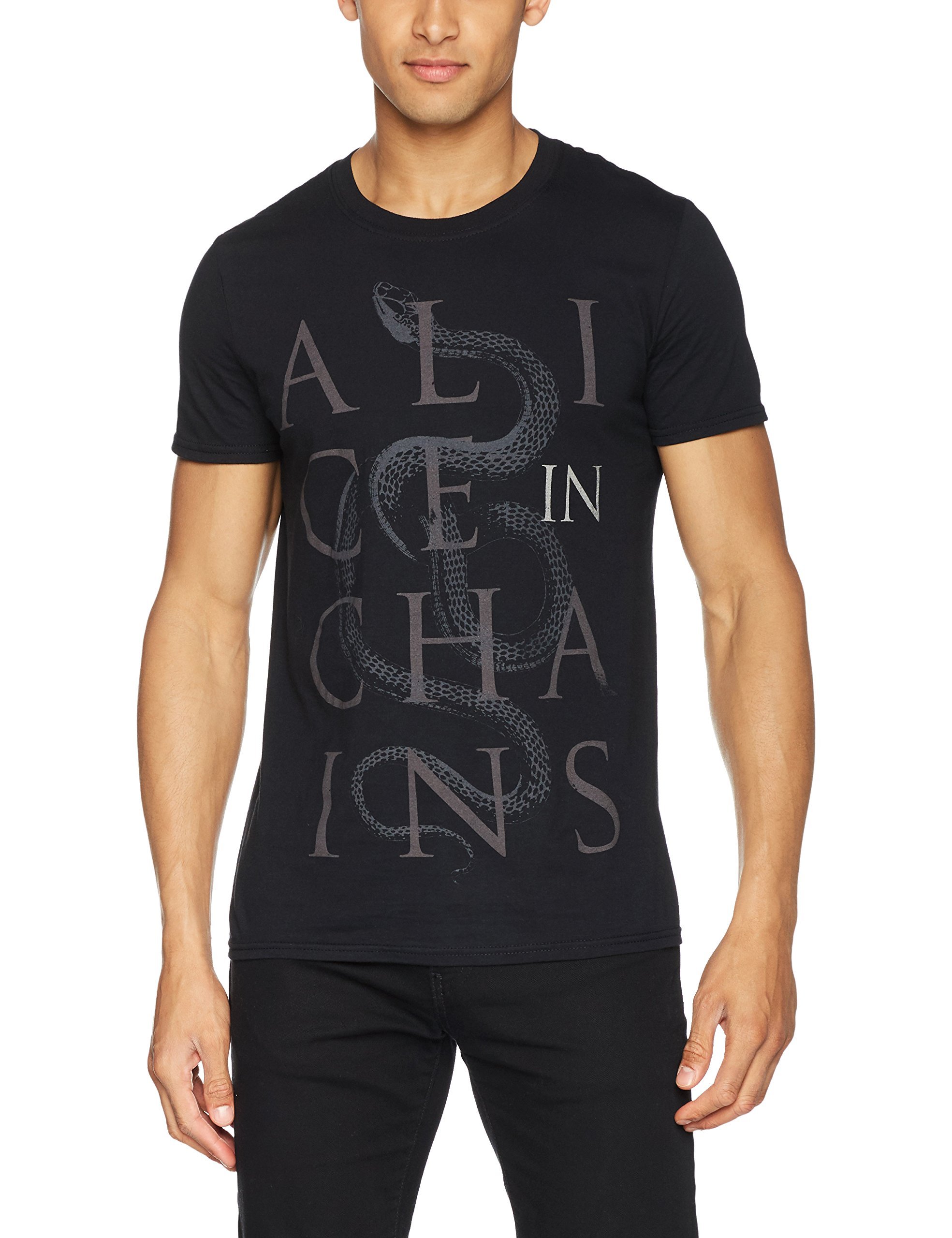 Alice In Chains Men's Alice Snakes Short Sleeve T-Shirt, Black, X-Large