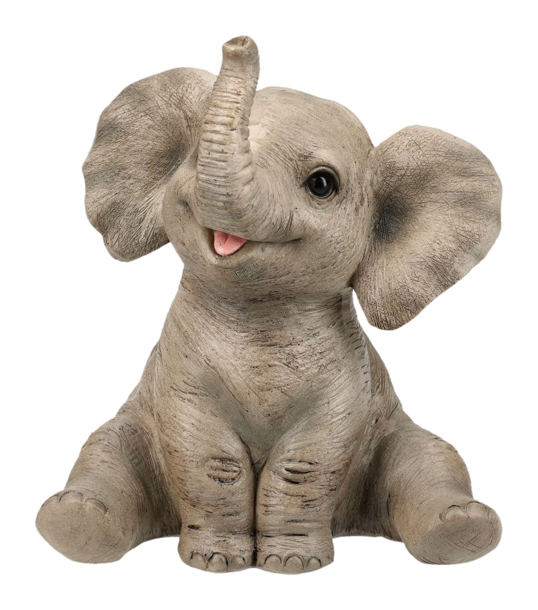Figuren Shop GmbH Figura di elefante – Grazioso vitello di elefante – Figura animale dipinta a mano (14 cm) – Carina figura decorativa – portafortuna & idea regalo per gli amanti degli animali