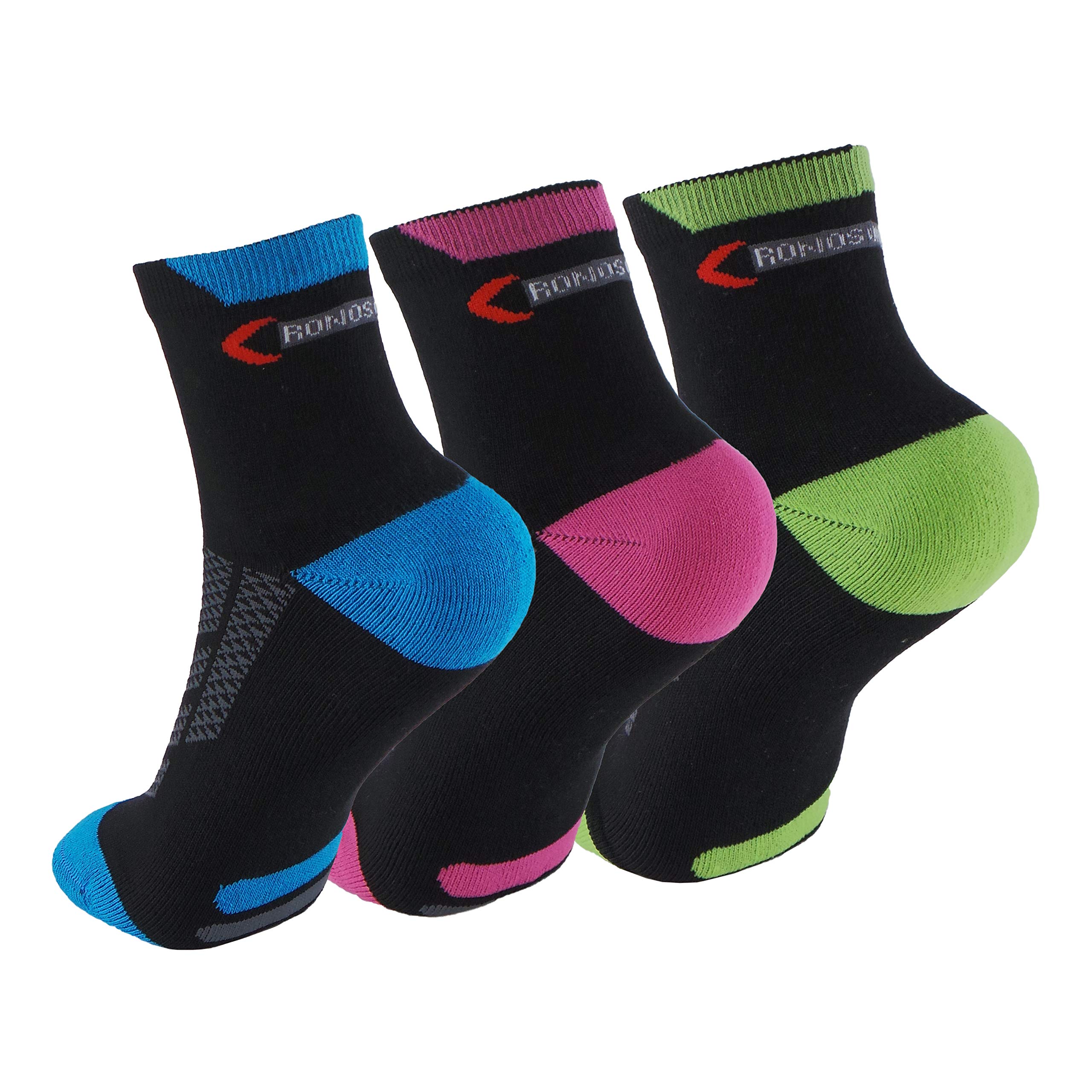 Calzini da donna senza cuciture, per running, ciclismo, tennis, paddle,da donna, con punta e tallone rinforzati, 3 paia. Calzini sportivi alla caviglia. Anti-sfregamento e con gommini anti-pressione