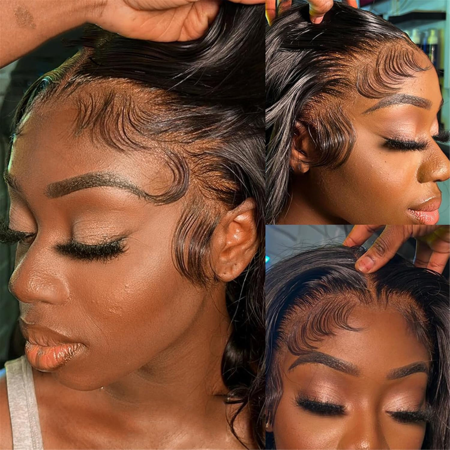 Azedssw Bouncy Curly Human Hair Wigs Wavy Body Wig Side Part Lace Short Brazilian Wig For Women Side Part Body Wave 12Inch 180Density