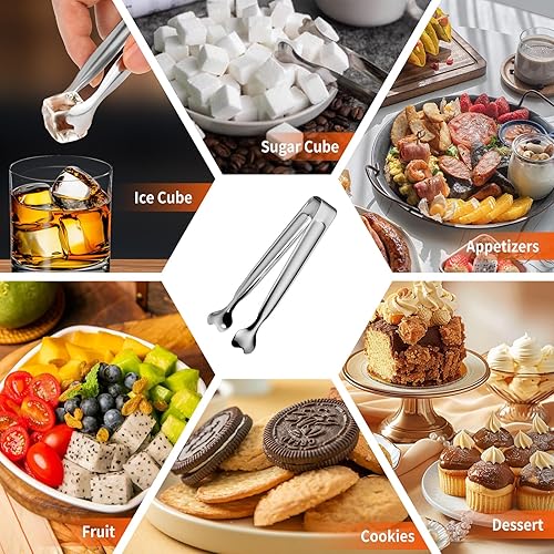 Miniatura 5 de Anytrp - Pinzas para servir 12 paquetes de pinzas de acero inoxidable para azúcar pinzas pequeñas de 53 pulgadas pinzas de cocina para servir