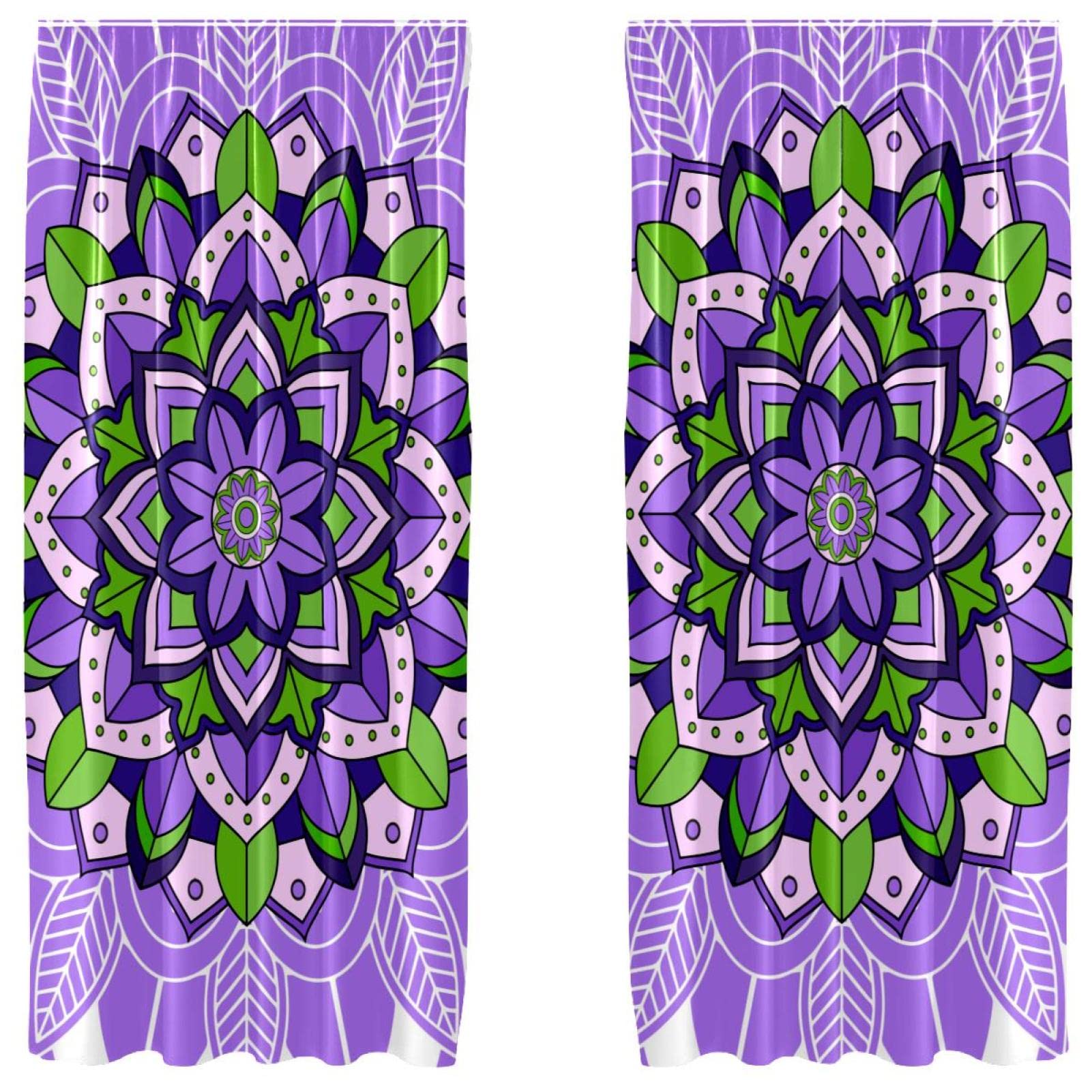 Rideaux occultants mandala violet microfibre 140x213 cm x2