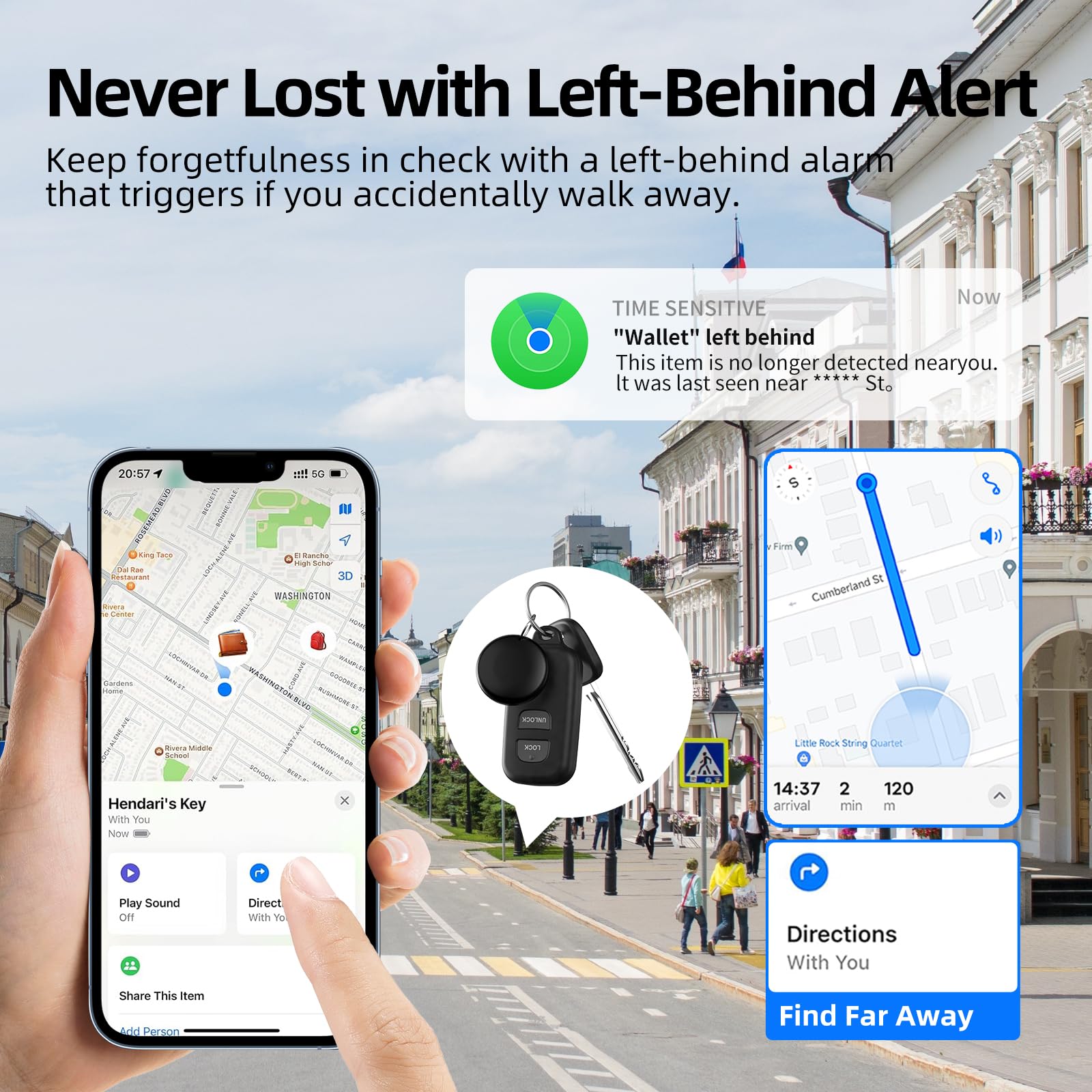 Lot de 4 mini étiquettes de suivi d'air avec application Apple Find My (iOS uniquement), localisateur d'appareils de suivi Looshall et localisateur d'articles pour bagages, clés, portefeuille, vélo