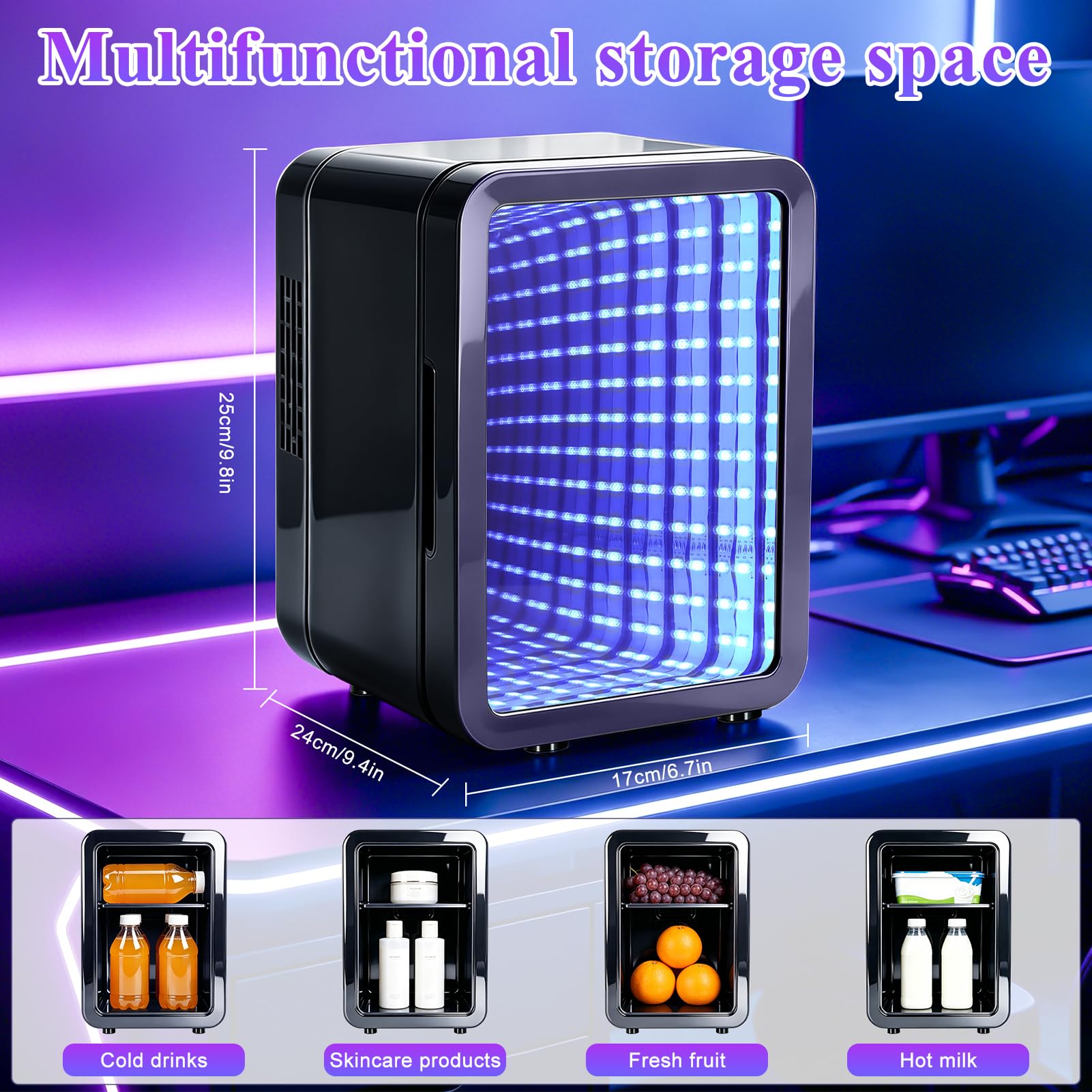 Nevera mini de 4 litros, termoeléctrica, refrigerador cosmético, refrigerador y calor (40 dB, 36 W, CC/AC), pequeño frigorífico portátil silencioso para coche, oficina, dormitorio
