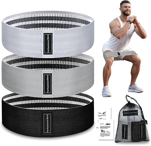 Bandas de ejercicio, bandas de resistencia de tela de 3 niveles para entrenamiento, bandas de entrenamiento de resistencia para mujeres y hombres,