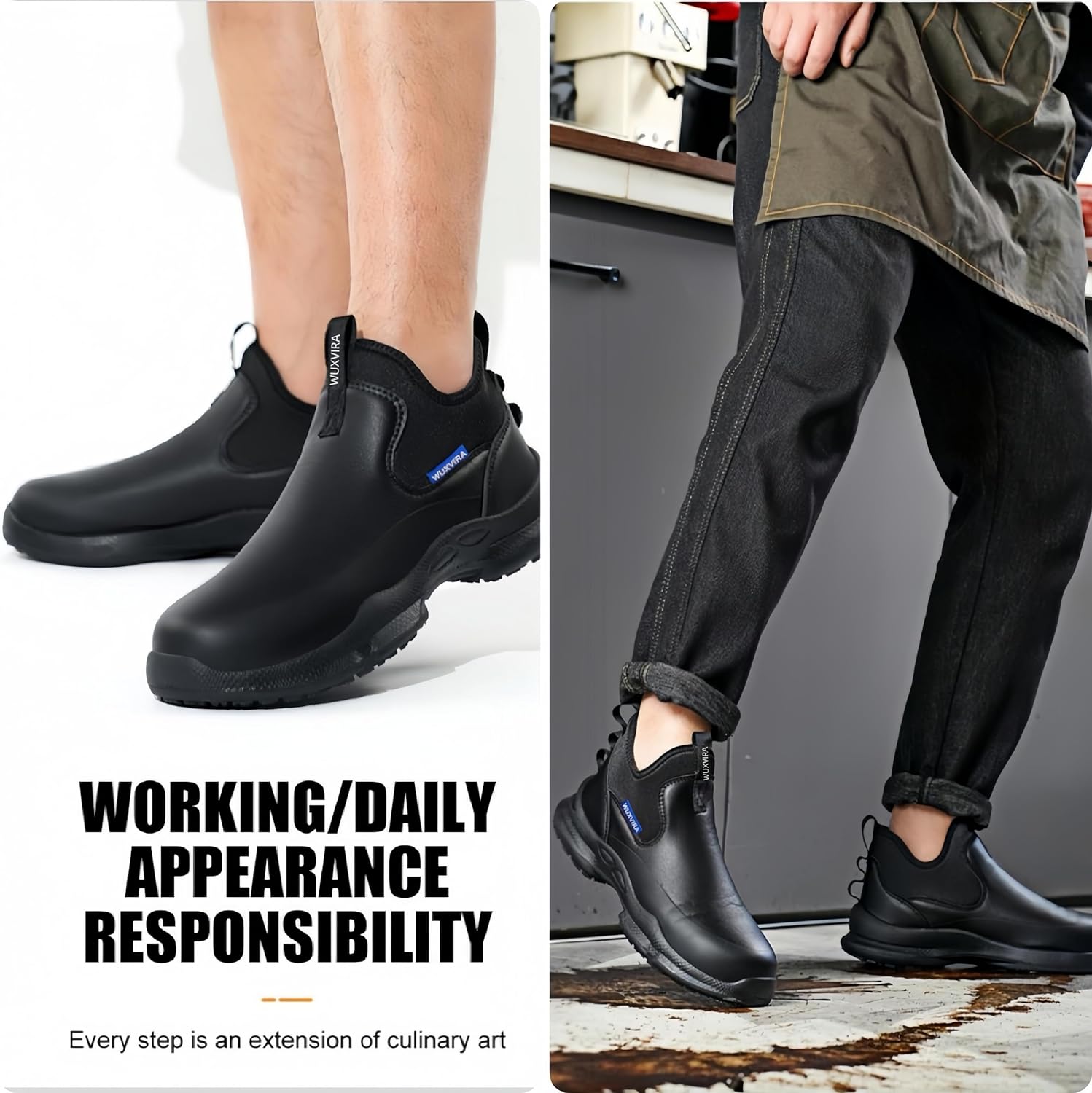 Non Slip Chef Shoes for Men, Water&Oil Resistant, Food Service Shoes Women, for Kitchen Restaurant, Soft Comfortable Lightweight