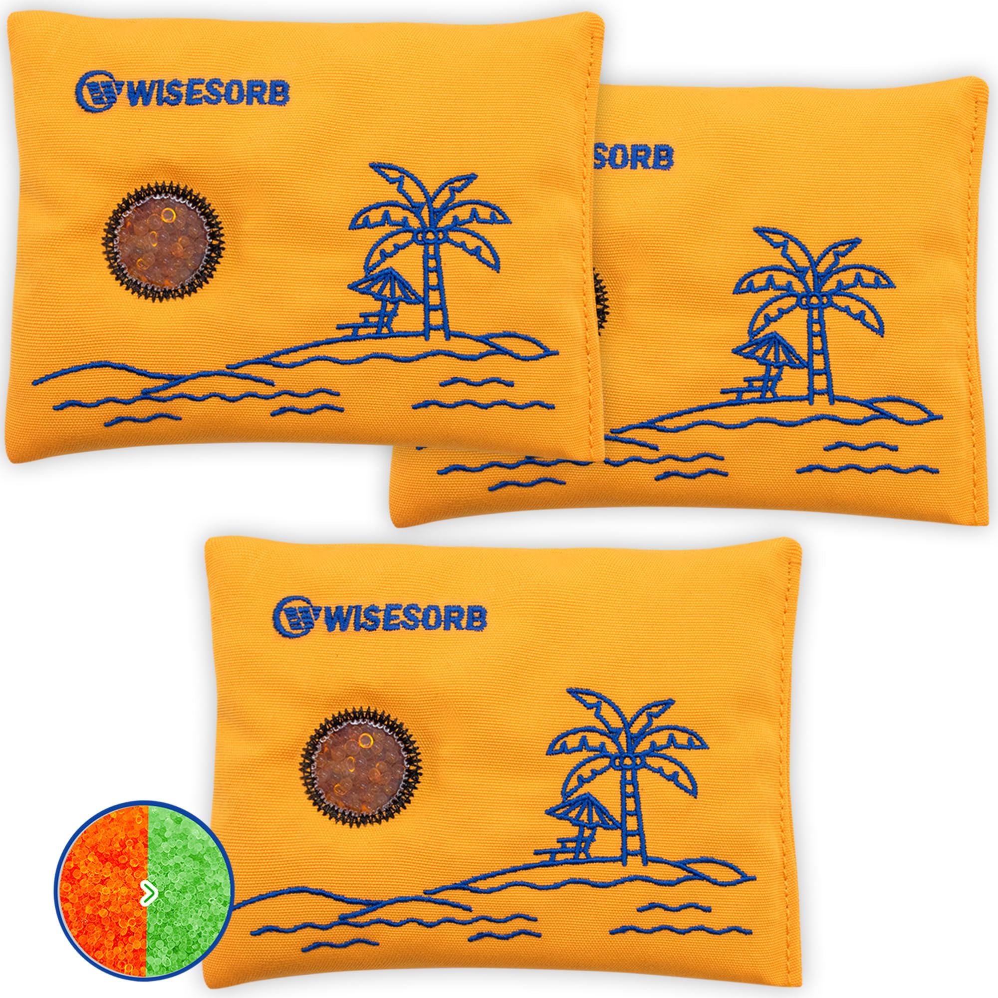 Wisesorb 200G x 3PCS Rechargeable Desiccant Packs for Storage, Reusable Dehumidifier Bags Color Indicating Silica Gel Desiccant Packets Moisture Absorbers for Safe Luggage 3D Filaments