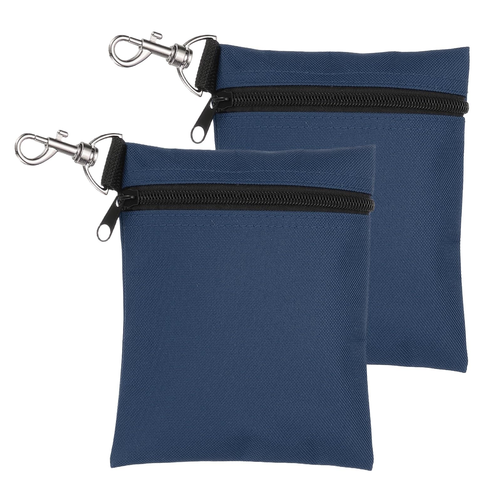 sourcing map 2 Pcs Golf Tee Pouch, 5.5" x 6.7" Professional Zipper Golf Tee Bag Accessories Pocket Gear Clip Bag with Metal Lobster Claw Clip Organizer Storage Bags for Men and Women, Navy Blue