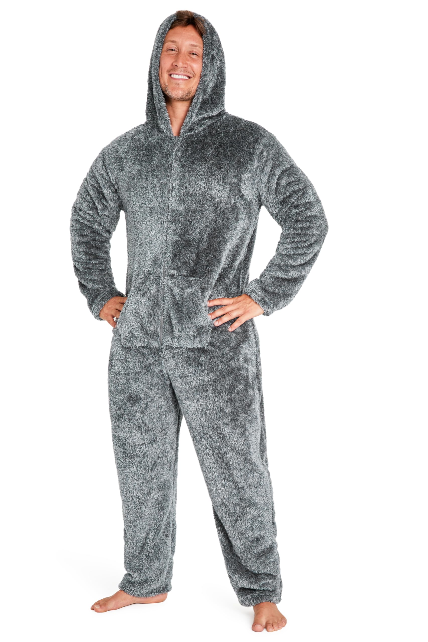 CityComfortOnesies for Men and Teens, Loungewear Fleece Pyjamas Men All in One Jumpsuit Nightwear