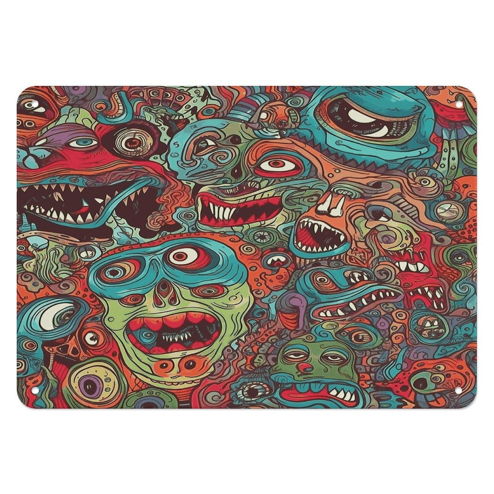 Fekiloot Style Abstract Monster Wall Decor Iron Painting Metal Sign