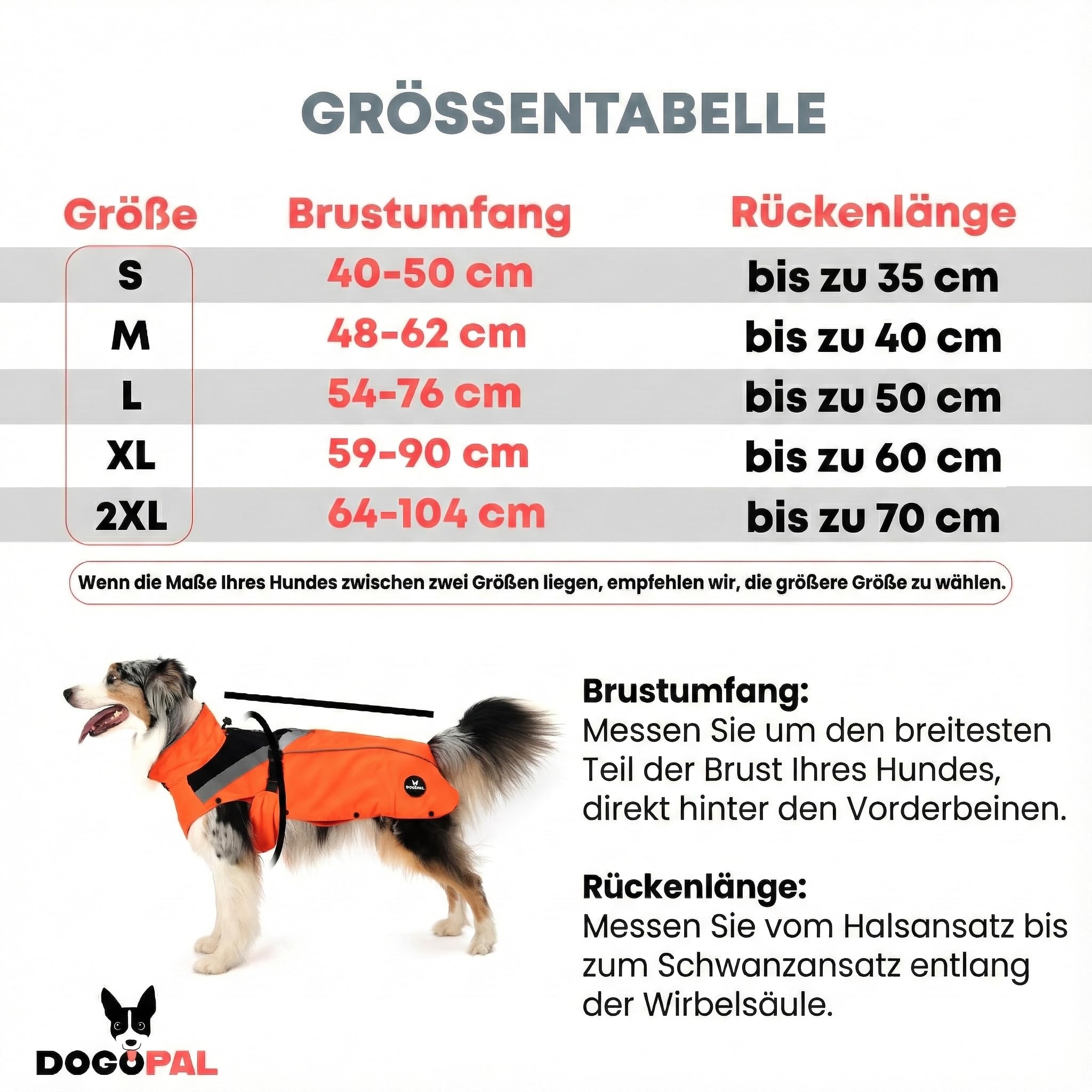 DOGOPAL 2in1 Allwetter-Hundemantel – Wasserdichter Hunderegenmantel mit herausnehmbarem Fleece – Regenmantel Hund für große, mittlere & kleine Hunde (Orange, L)