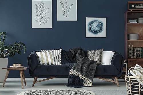 Miniatura 4 de HeloHo Papel tapiz azul sólido de 118 x 15.7 pulgadas, con textura mate, autoadhesivo, extraíble, impermeable, para decoración de sala de estar,