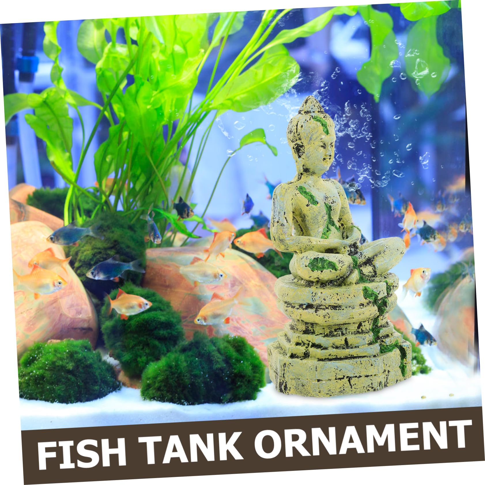 Cabilock 2 Dekorative Verzierungen für Aquarien Dekorationen Fischaquarium LED Tank aquaristik zubehör Aquarium Zubehör Buddha aus Kunstharz sitzender Buddha aus Harz für Aquarium