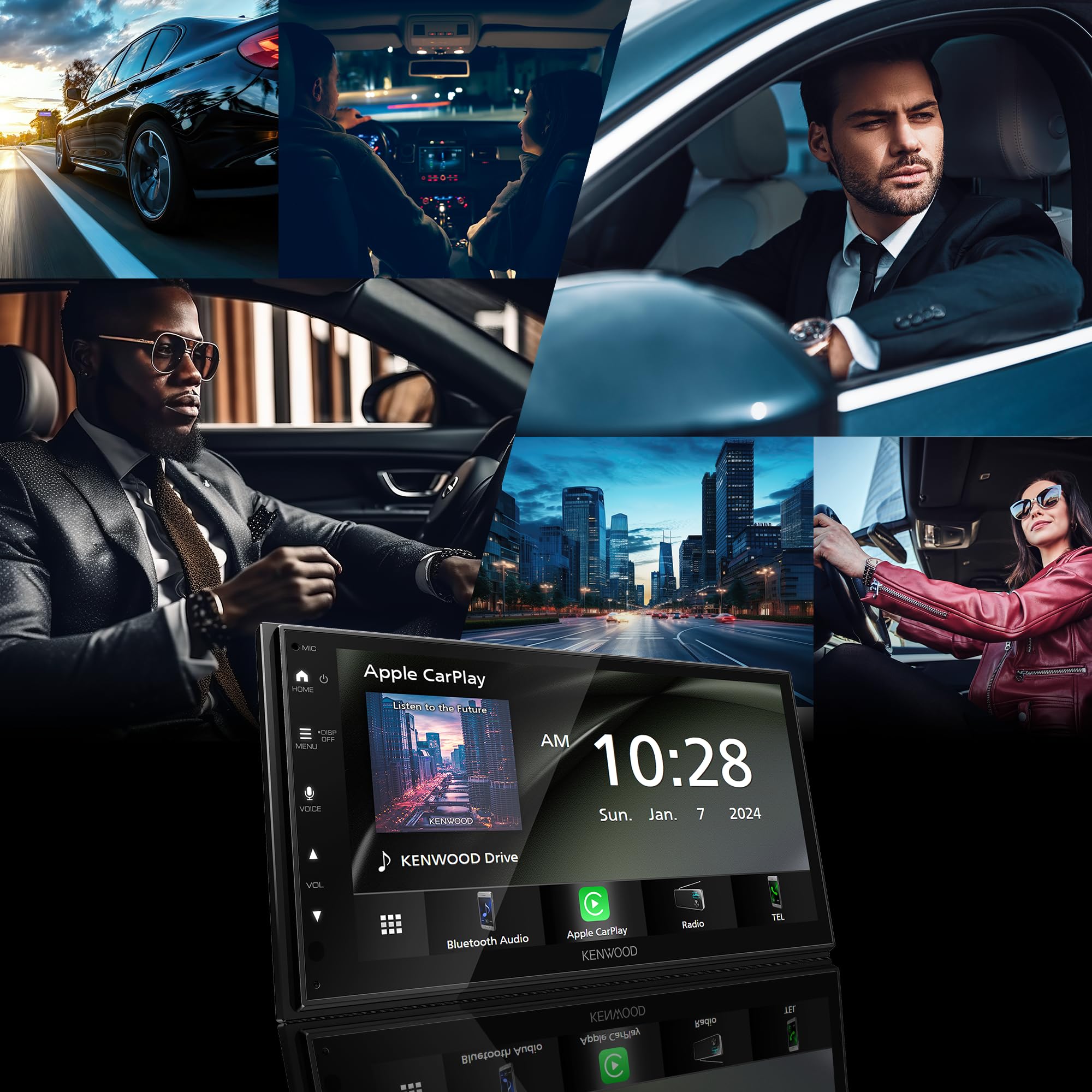 KENWOOD DMX4710S Digital Car Stereo (50W x 6-Ch), Apple CarPlay & Android Auto Compatible, Bluetooth-Enabled Head Unit with 6.8" LCD Display, Single DIN Touchscreen Car Stereo with USB Mirroring