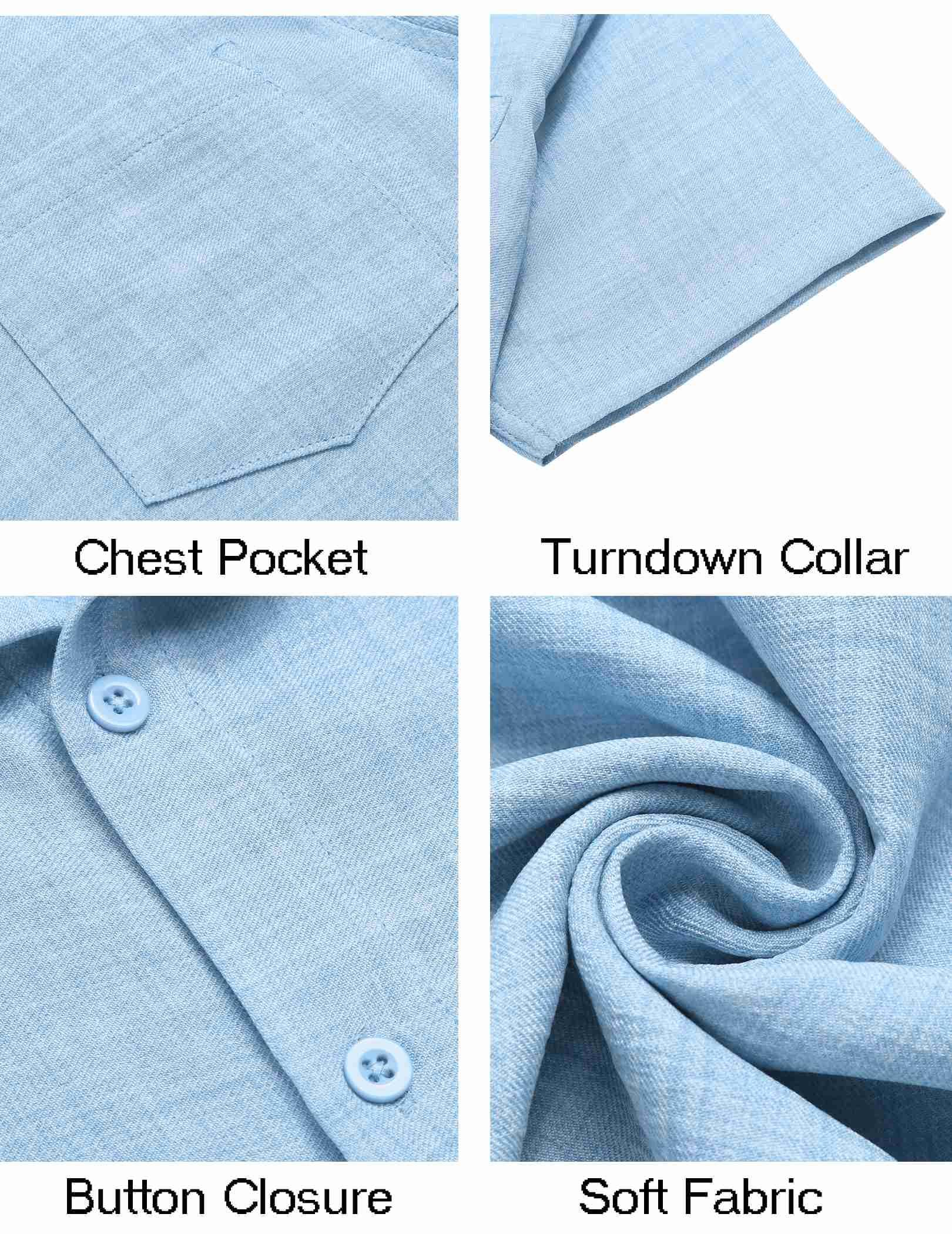 COOFANDY Camicia da uomo a maniche corte con bottoni, casual, estiva, da spiaggia, con tasca