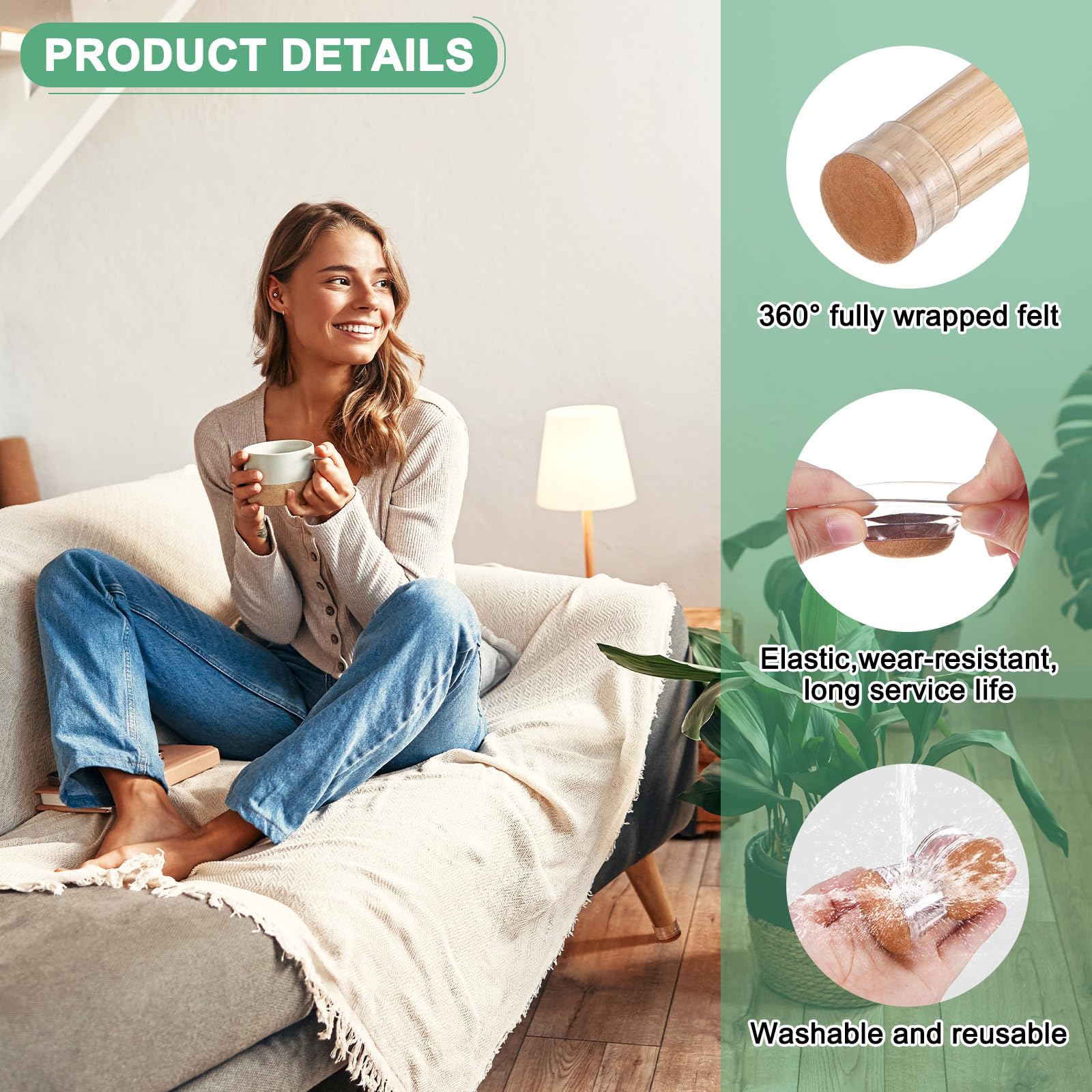 M METERXITY 24-Pack Chair Leg Floor Protectors - Image 2