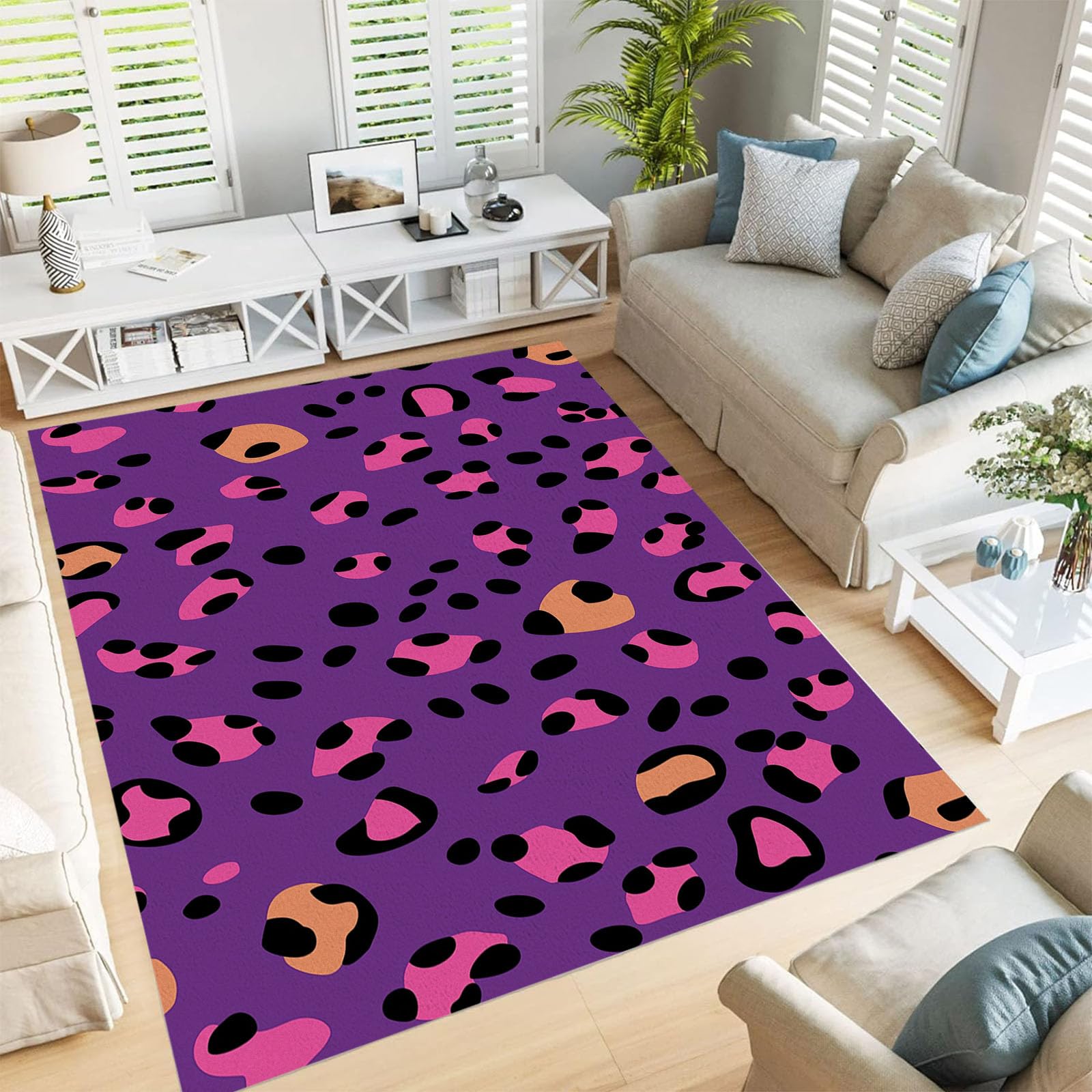 Tapis chambre enfant doux lavable antidérapant 90x150 léopard
