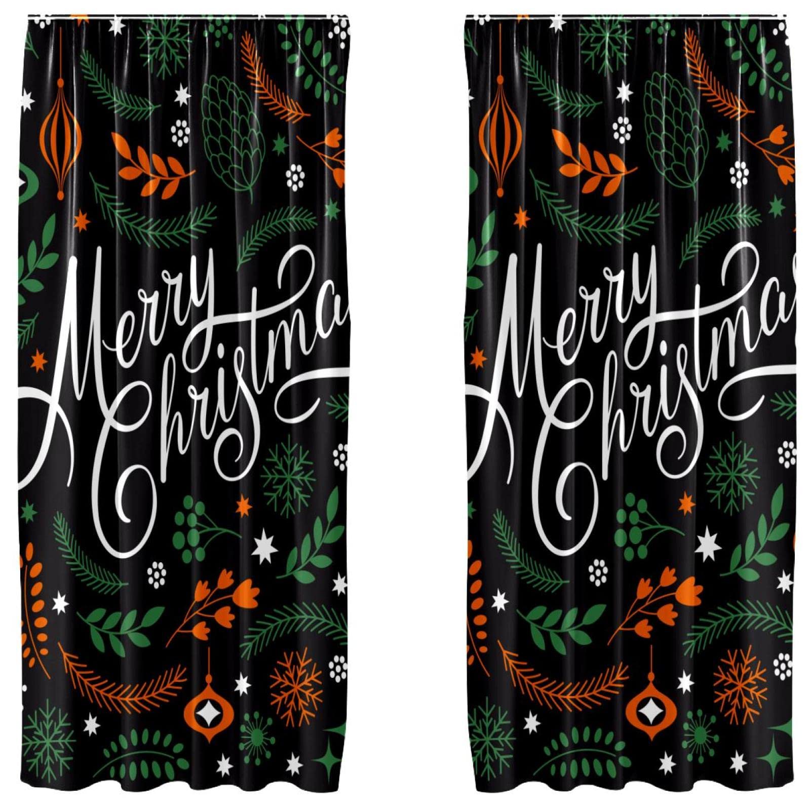 Cortinas opacas de Merry Christmas de 55 x 84" para oscurecer y decorar tu cuarto