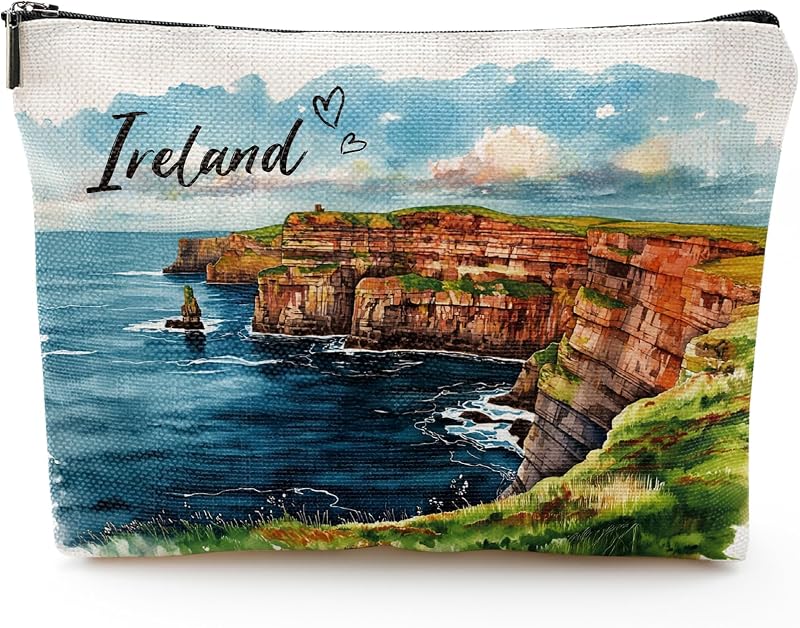 Necessaire Sitsink Ireland Gifts com zíper, estampa de paisagem da Irlanda, 1 unidade