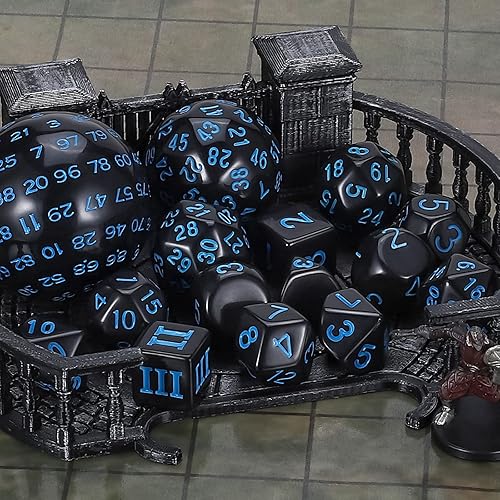 Miniatura 7 de CiaraQ DND Juego de dados poliédricos (15 piezas) D3-D100 dados de juego con bolsa de dados para juegos de mesa de Calabozos y Dragones (negro y